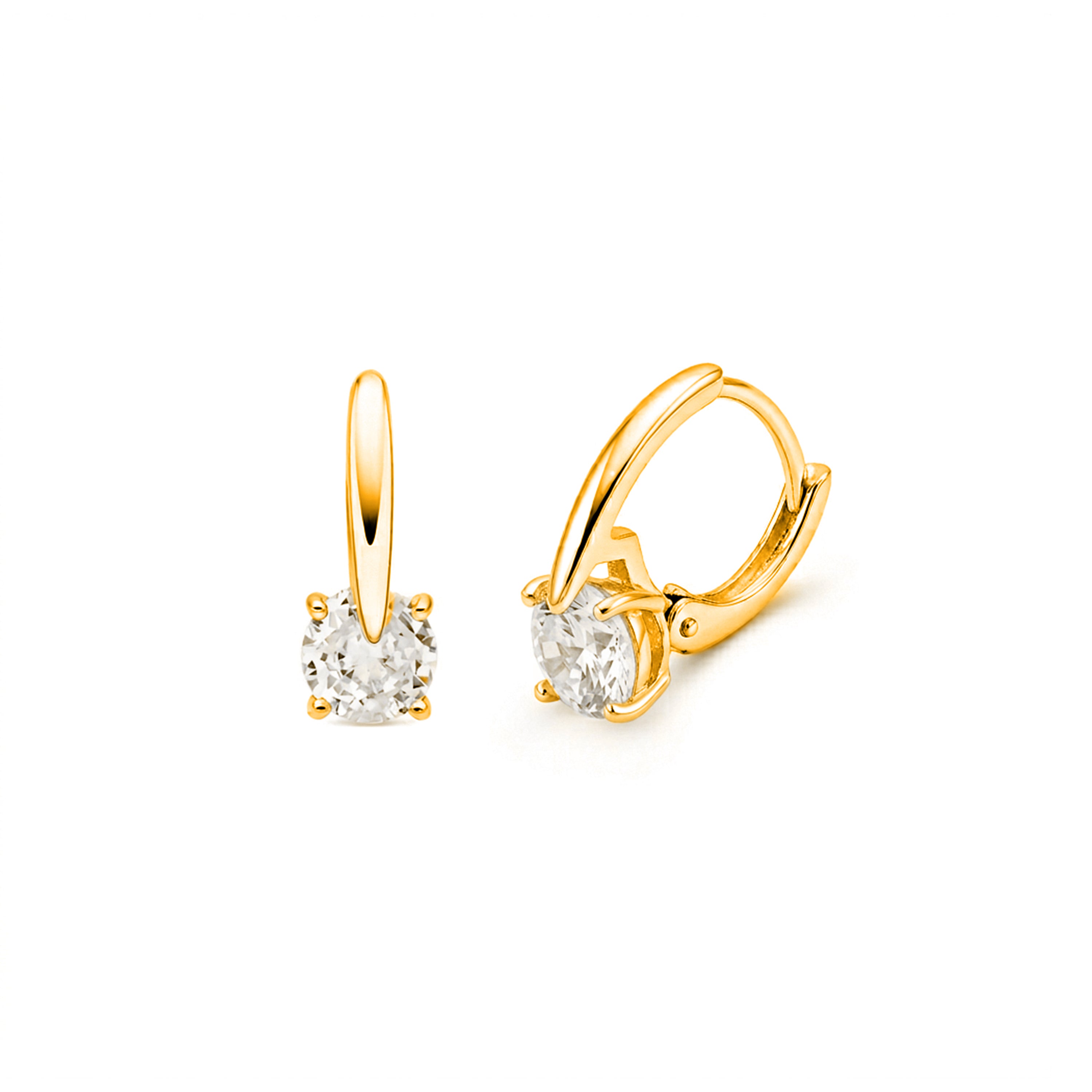 18k Yellow Gold Finish Sparkling Cubic Zirconia Earrings - Loranli