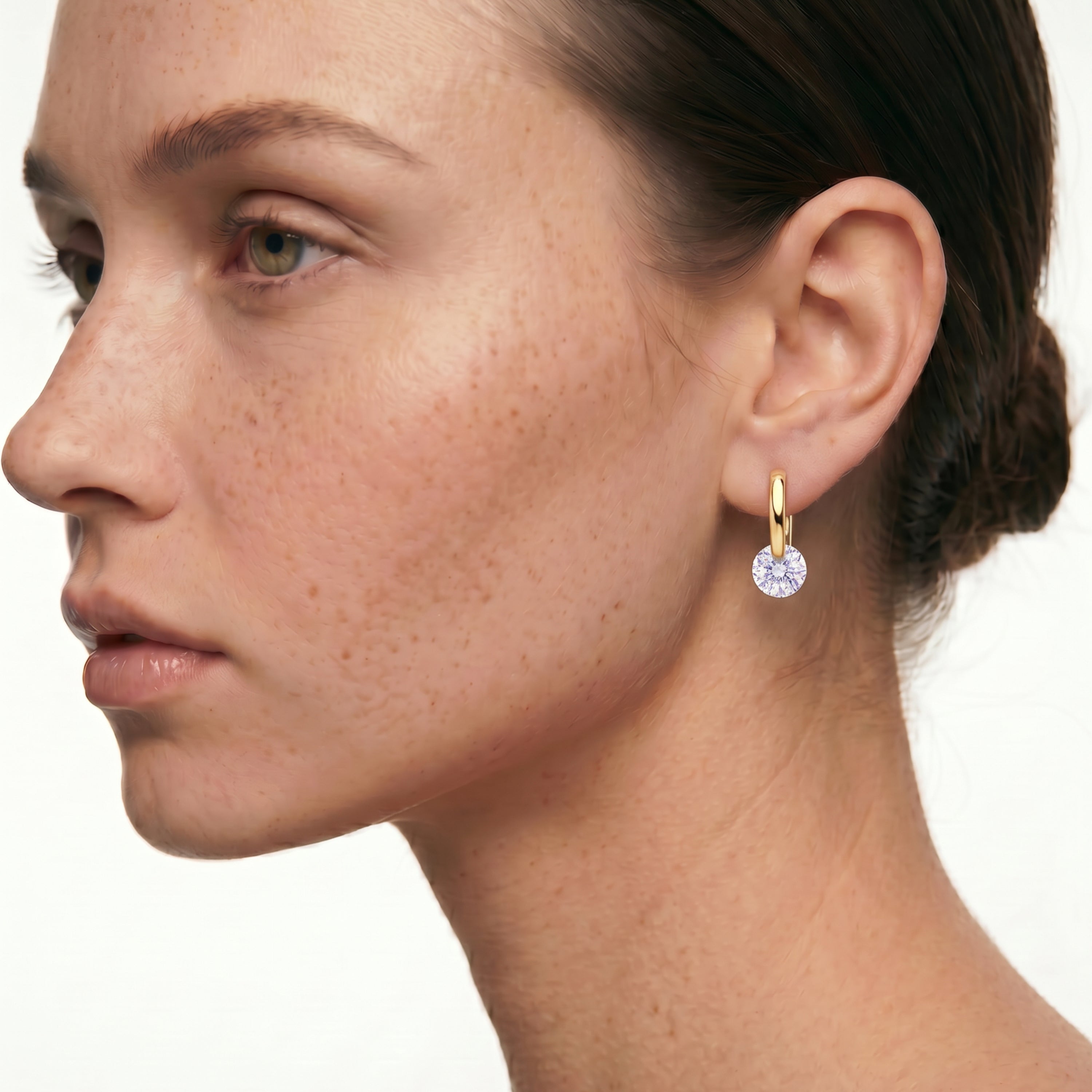 18k Yellow Gold Finish Sparkling Cubic Zirconia Earrings - Loranli