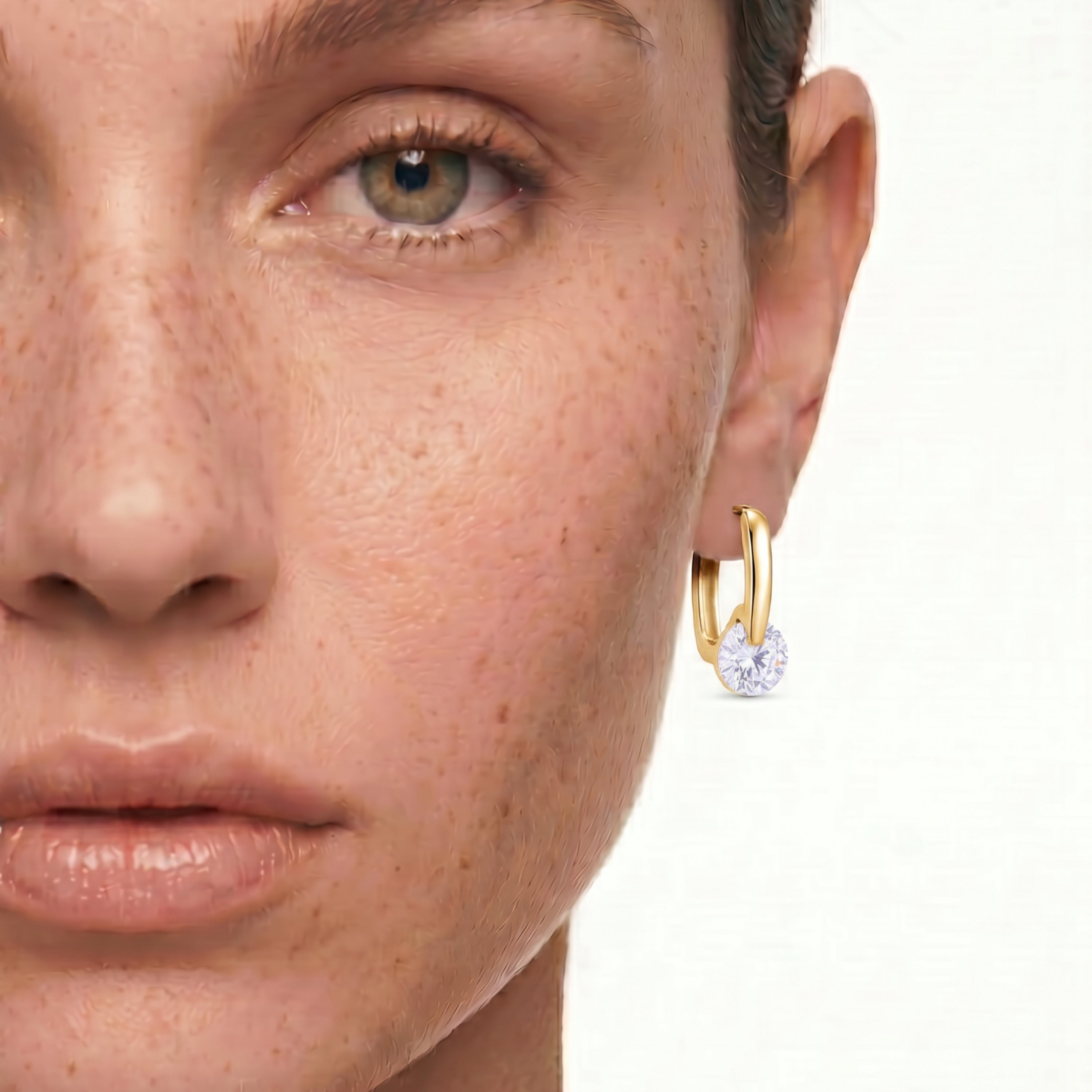 18k Yellow Gold Finish Sparkling Cubic Zirconia Earrings - Loranli