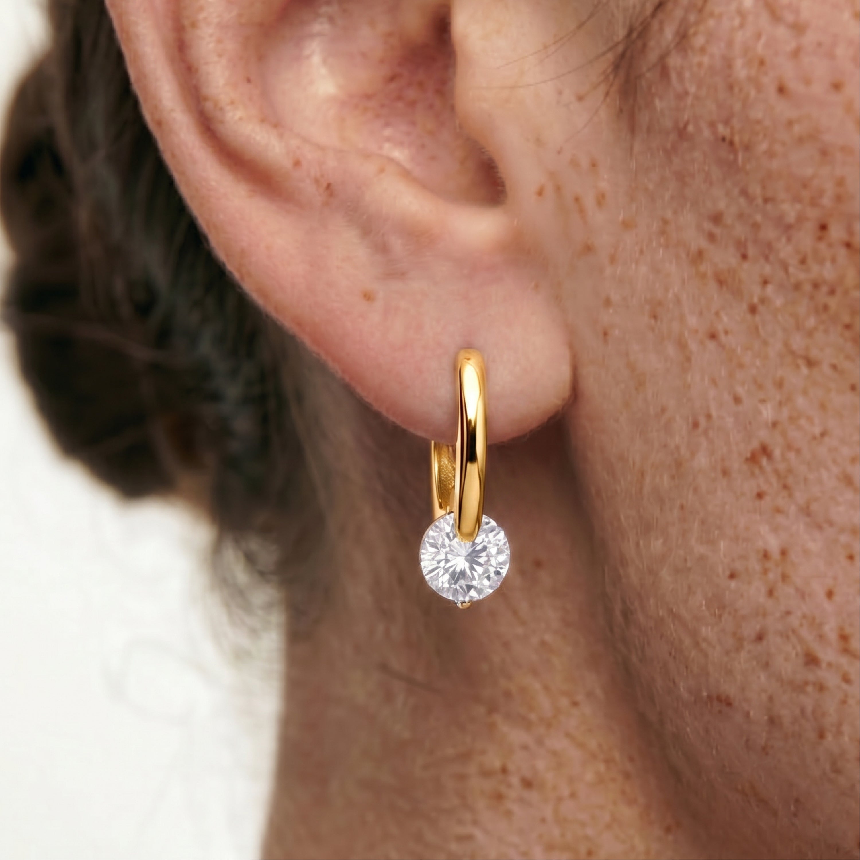 18k Yellow Gold Finish Sparkling Cubic Zirconia Earrings - Loranli