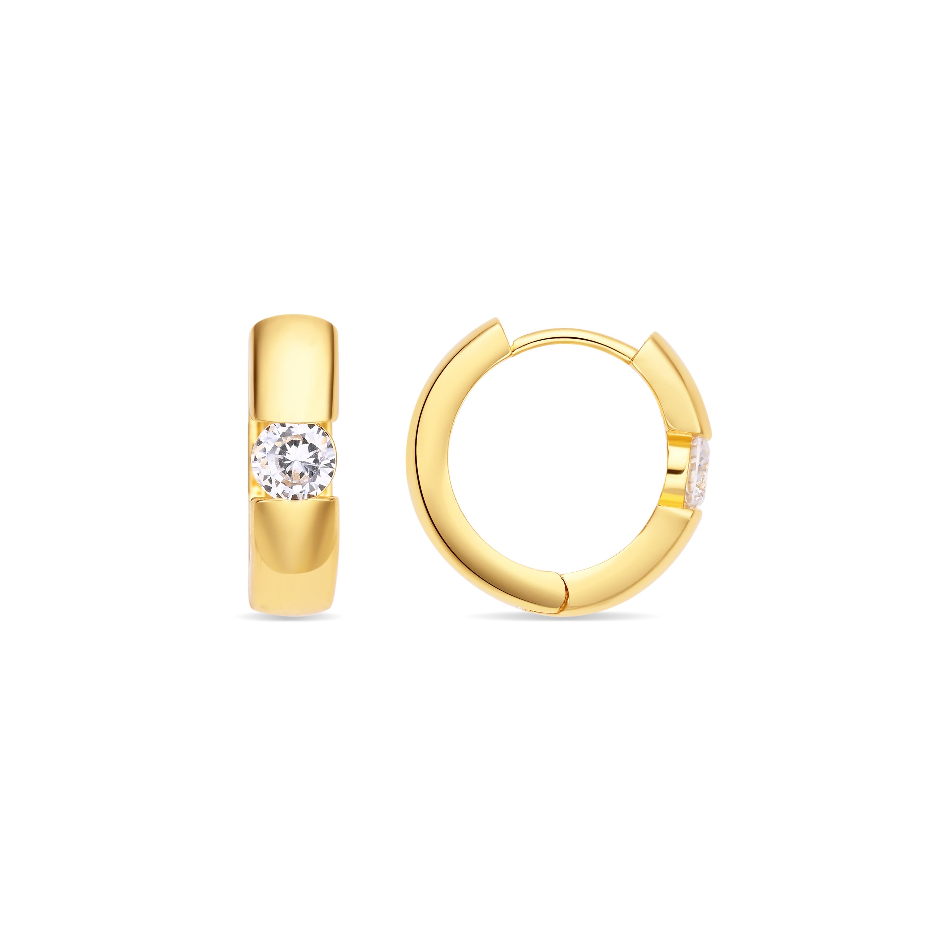 18k Yellow Gold Finish Sparkling Cubic Zirconia Earrings - Anrak