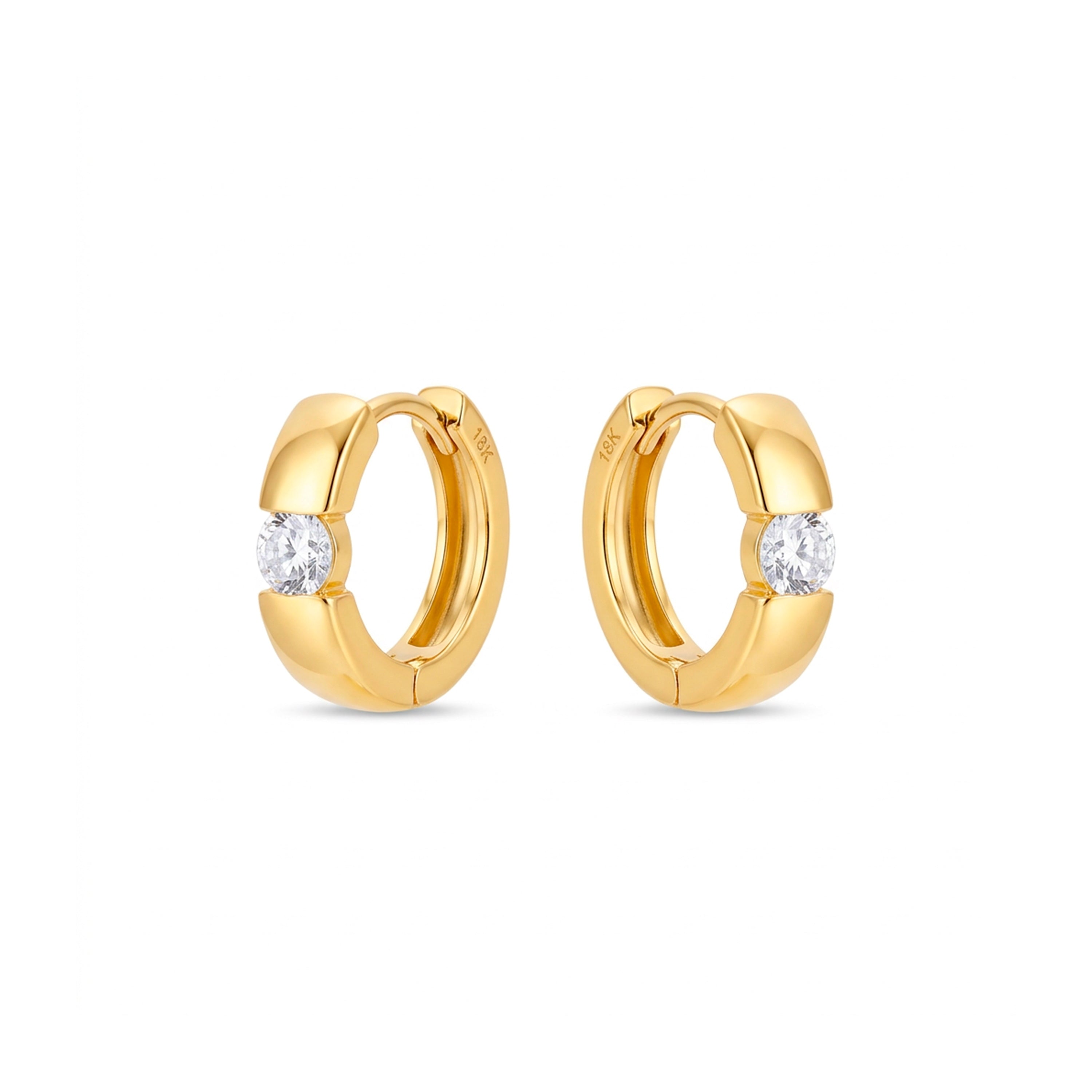 18k Yellow Gold Finish Sparkling Cubic Zirconia Earrings - Anrak