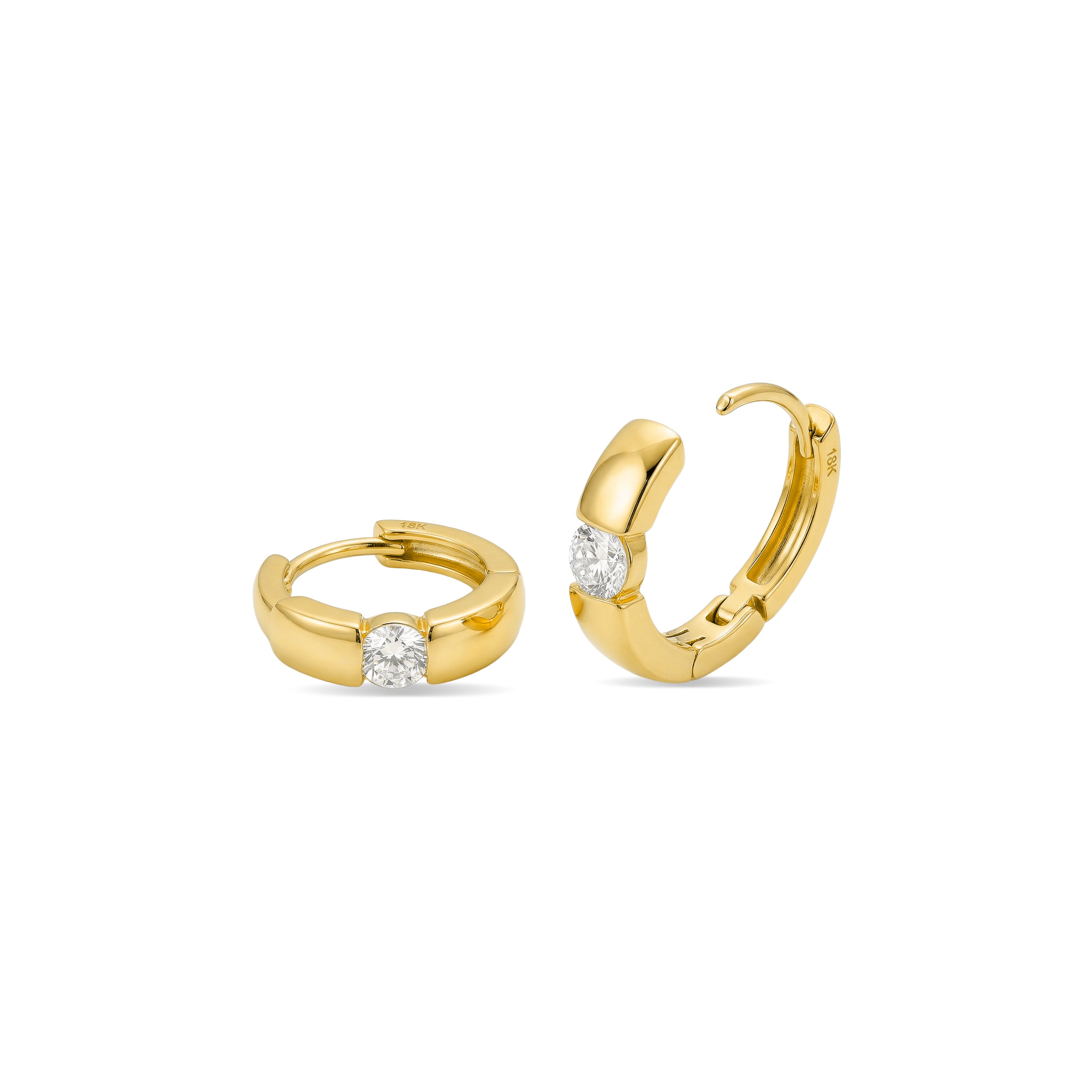 18k Yellow Gold Finish Sparkling Cubic Zirconia Earrings - Anrak