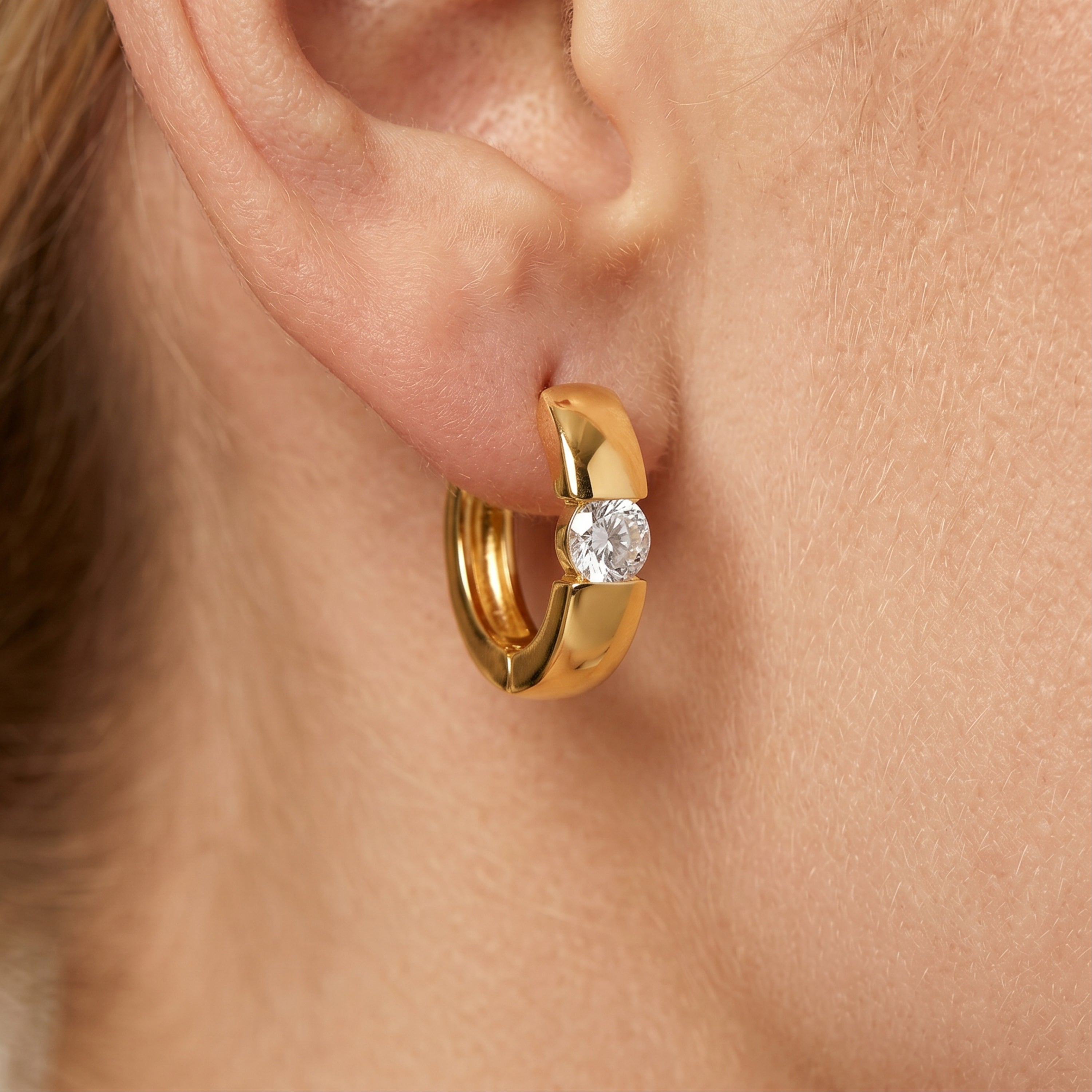 18k Yellow Gold Finish Sparkling Cubic Zirconia Earrings - Anrak