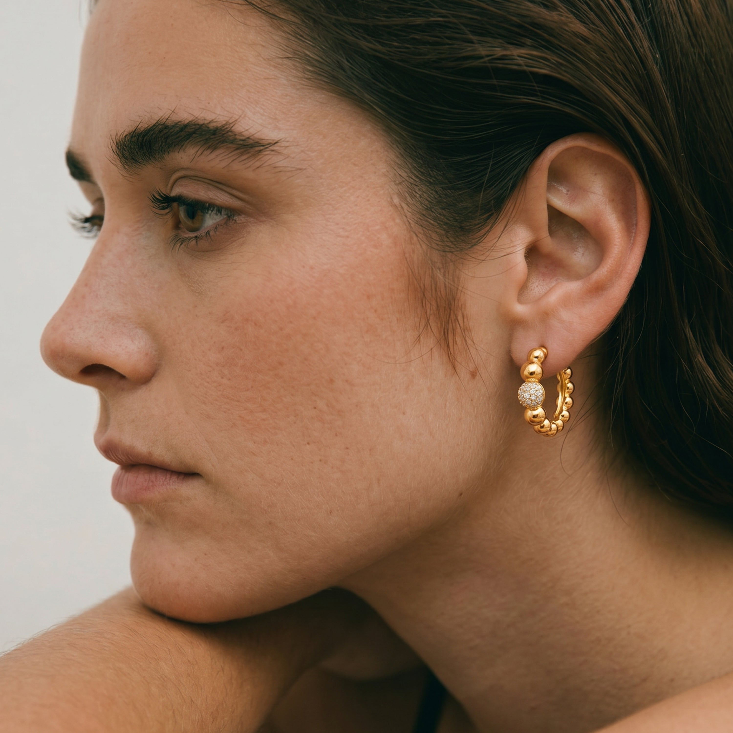 18k Yellow Gold Finish Sparkling Cubic Zirconia Earrings - Lordae