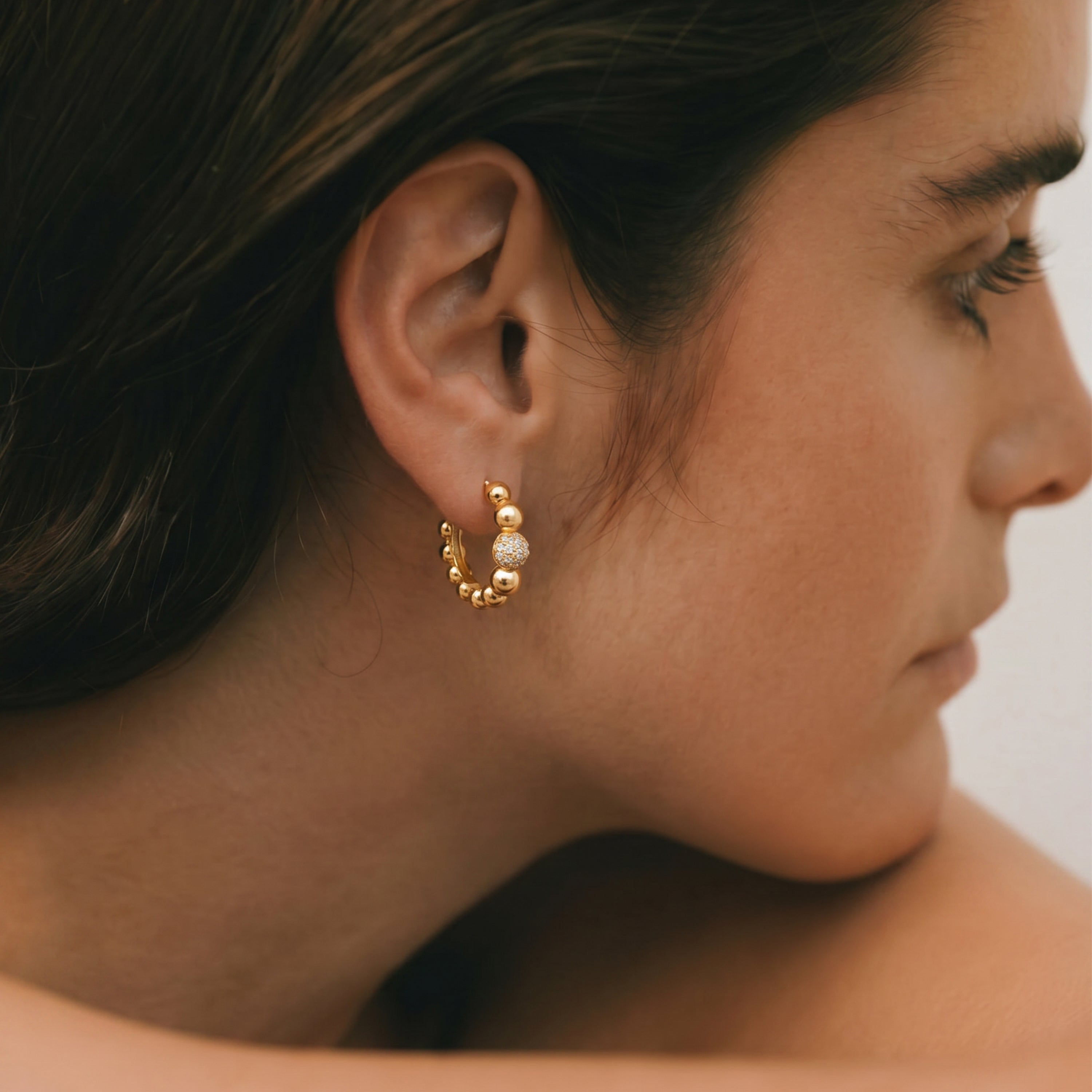 18k Yellow Gold Finish Sparkling Cubic Zirconia Earrings - Lordae