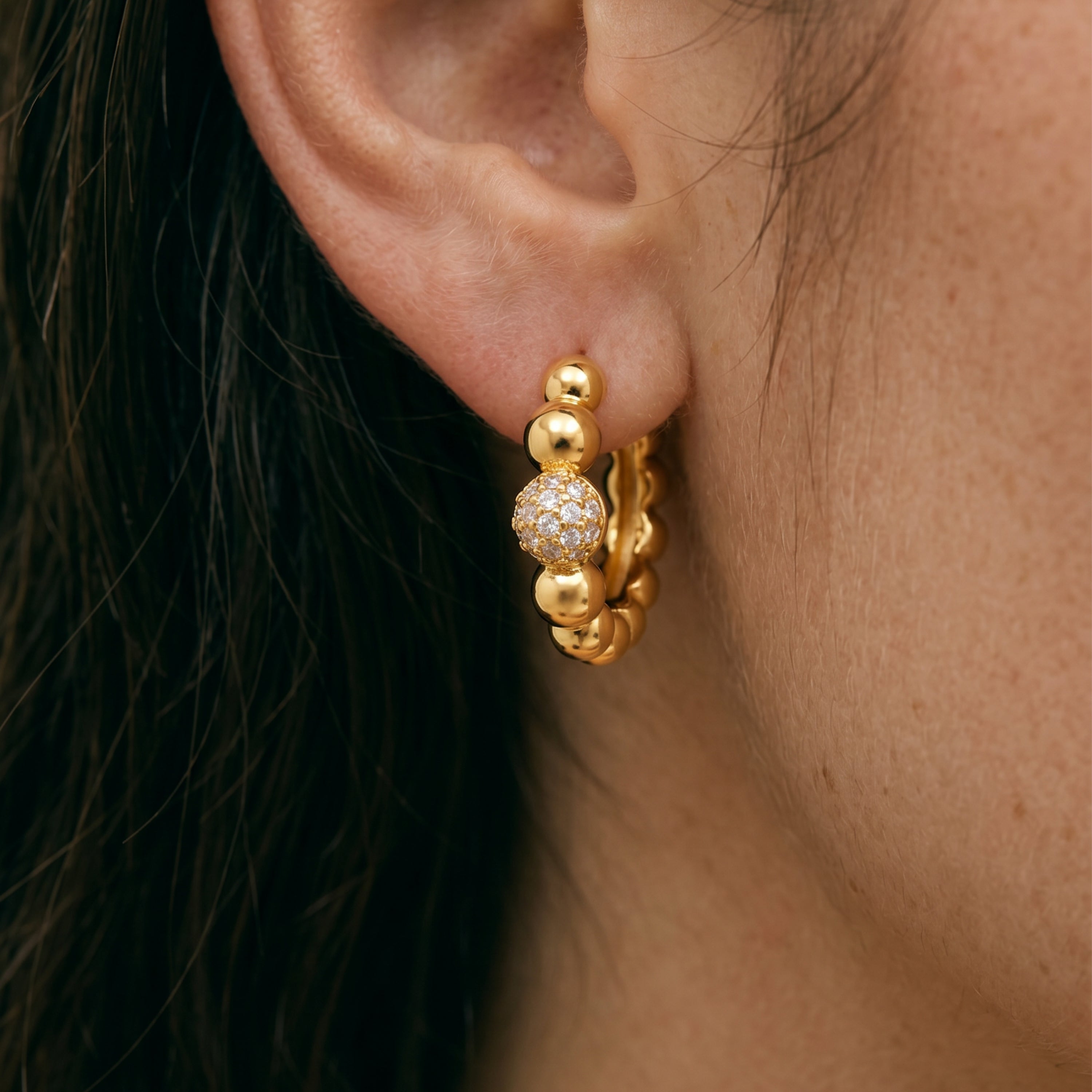 18k Yellow Gold Finish Sparkling Cubic Zirconia Earrings - Lordae