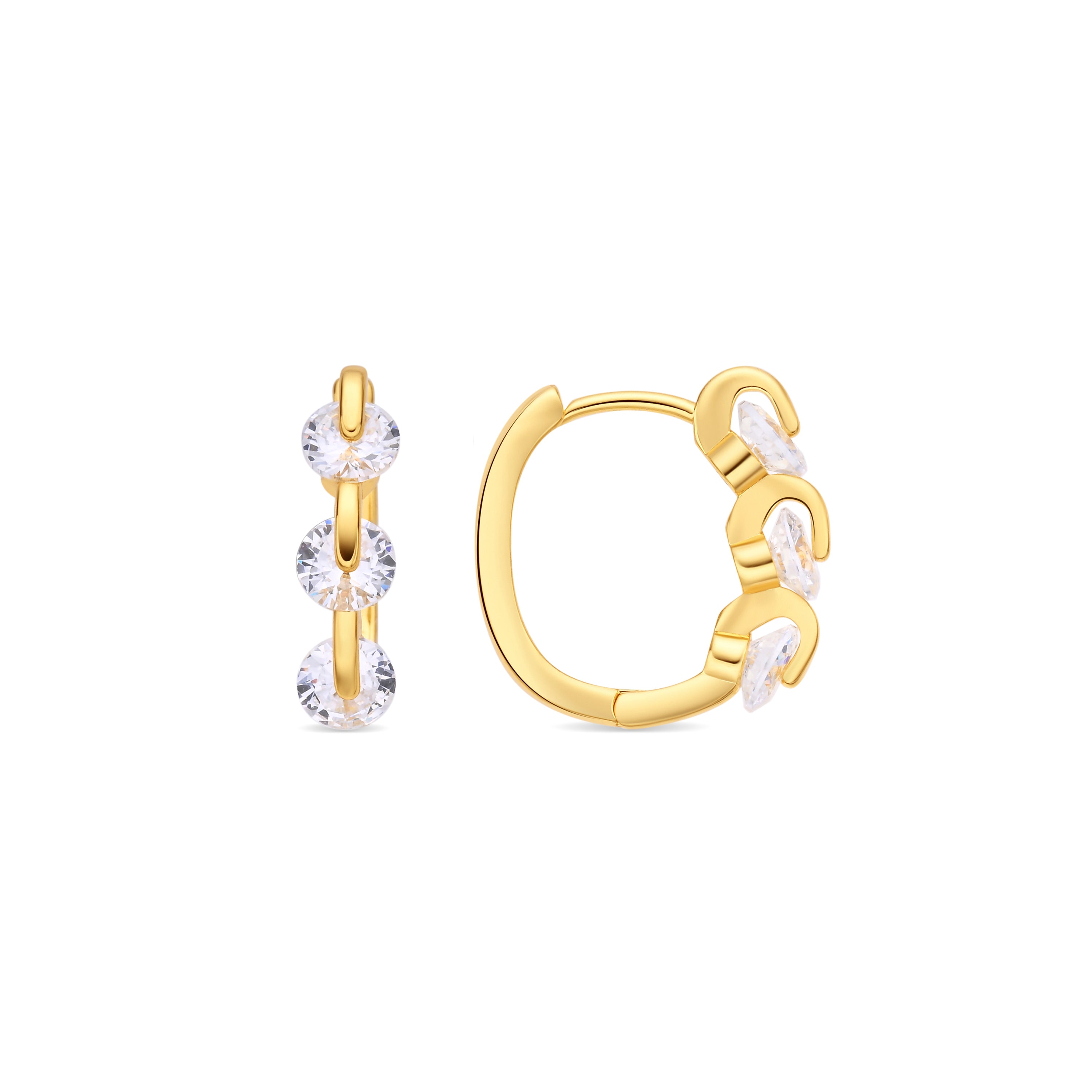 Pendientes de Circonita Brillante acabado en oro amarillo de 18k - Nili