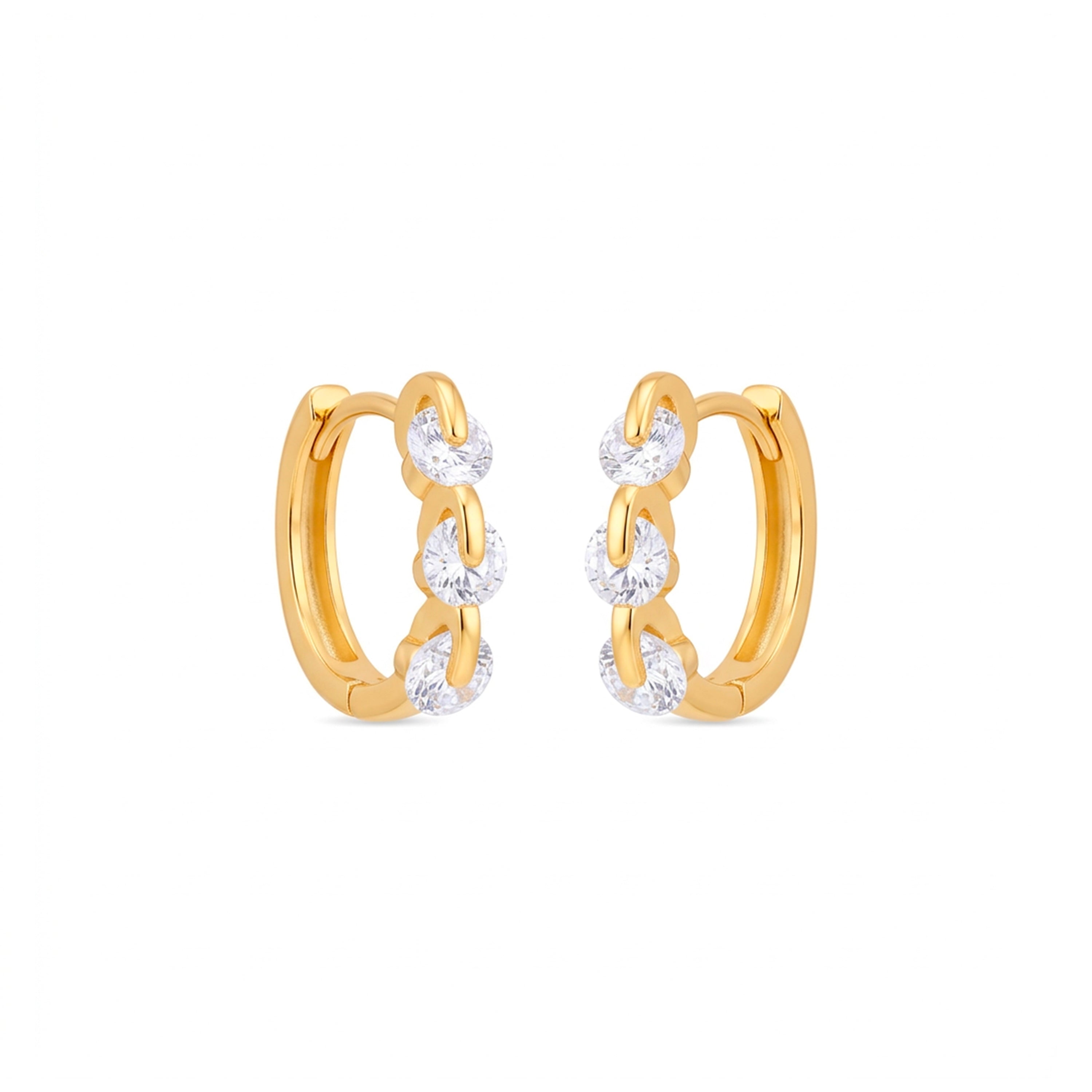Pendientes de Circonita Brillante acabado en oro amarillo de 18k - Nili