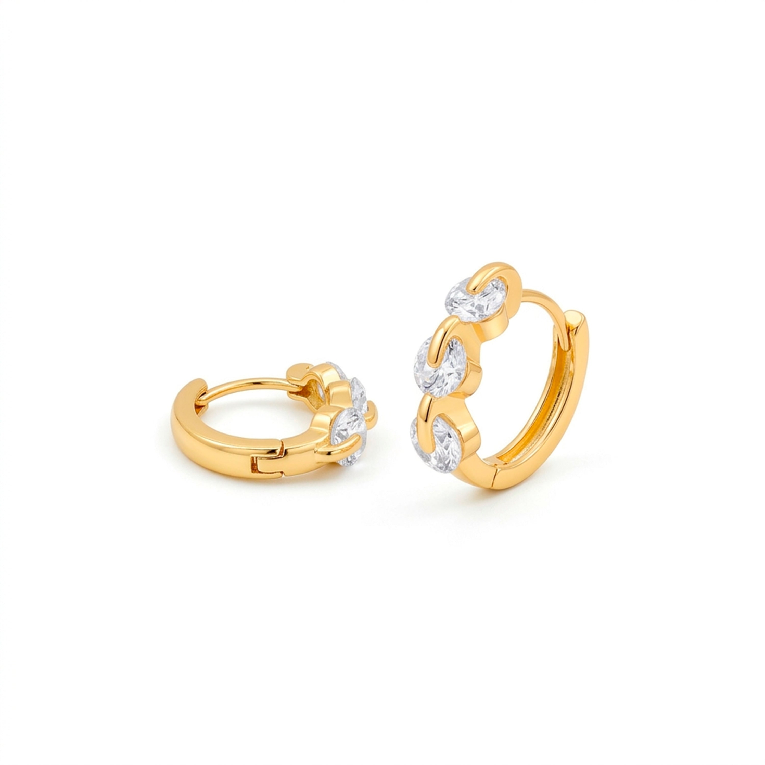 Pendientes de Circonita Brillante acabado en oro amarillo de 18k - Nili