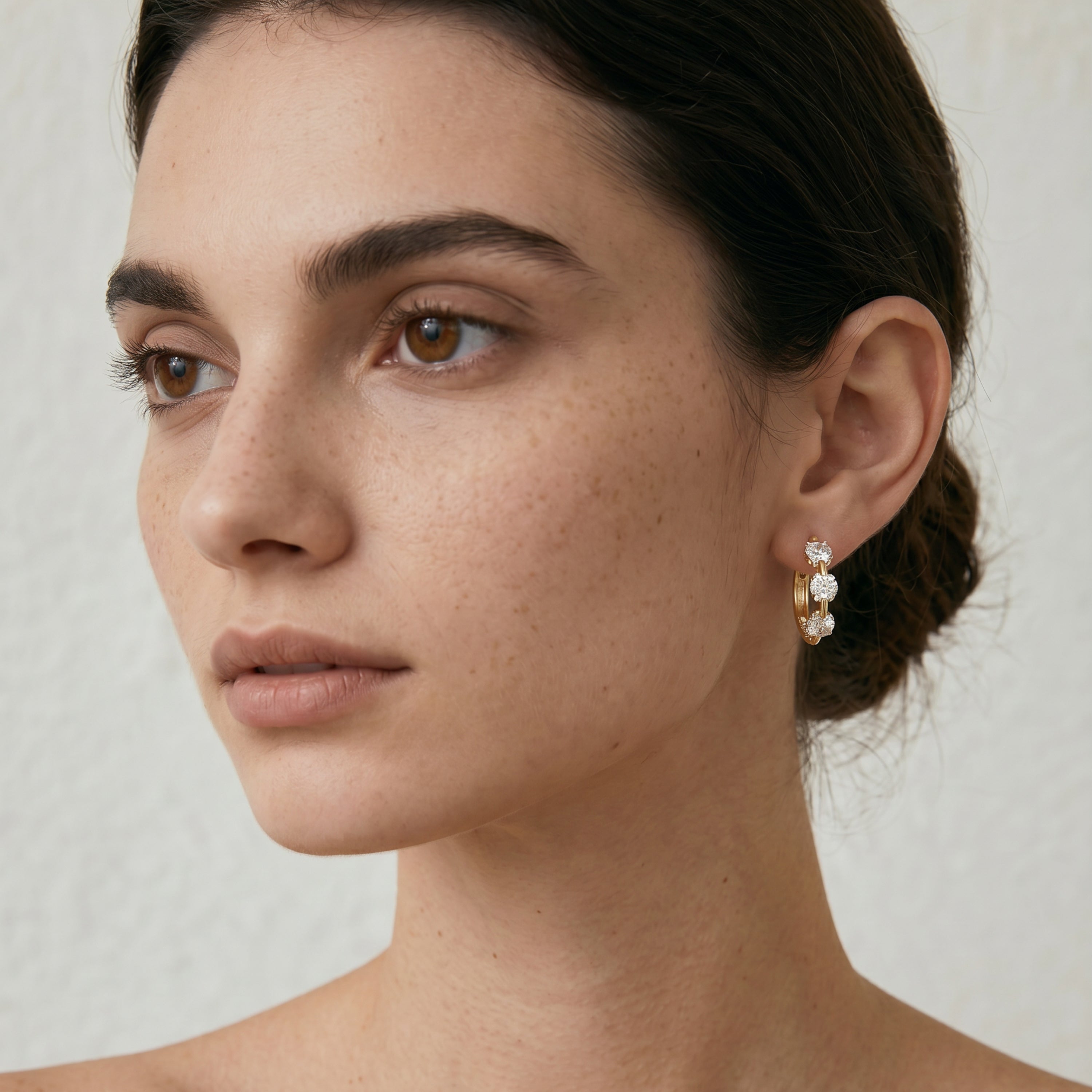 Pendientes de Circonita Brillante acabado en oro amarillo de 18k - Nili