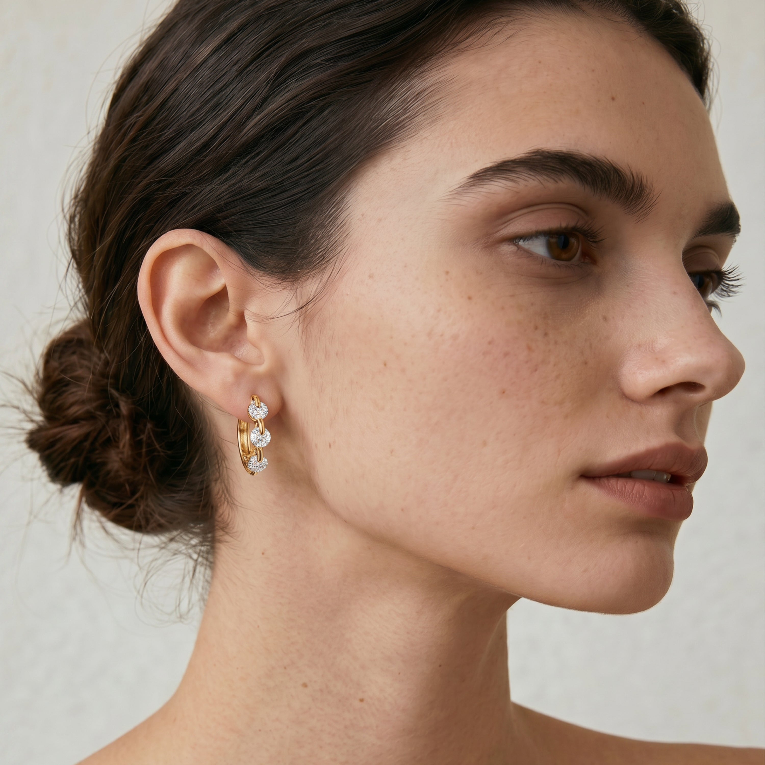 Pendientes de Circonita Brillante acabado en oro amarillo de 18k - Nili