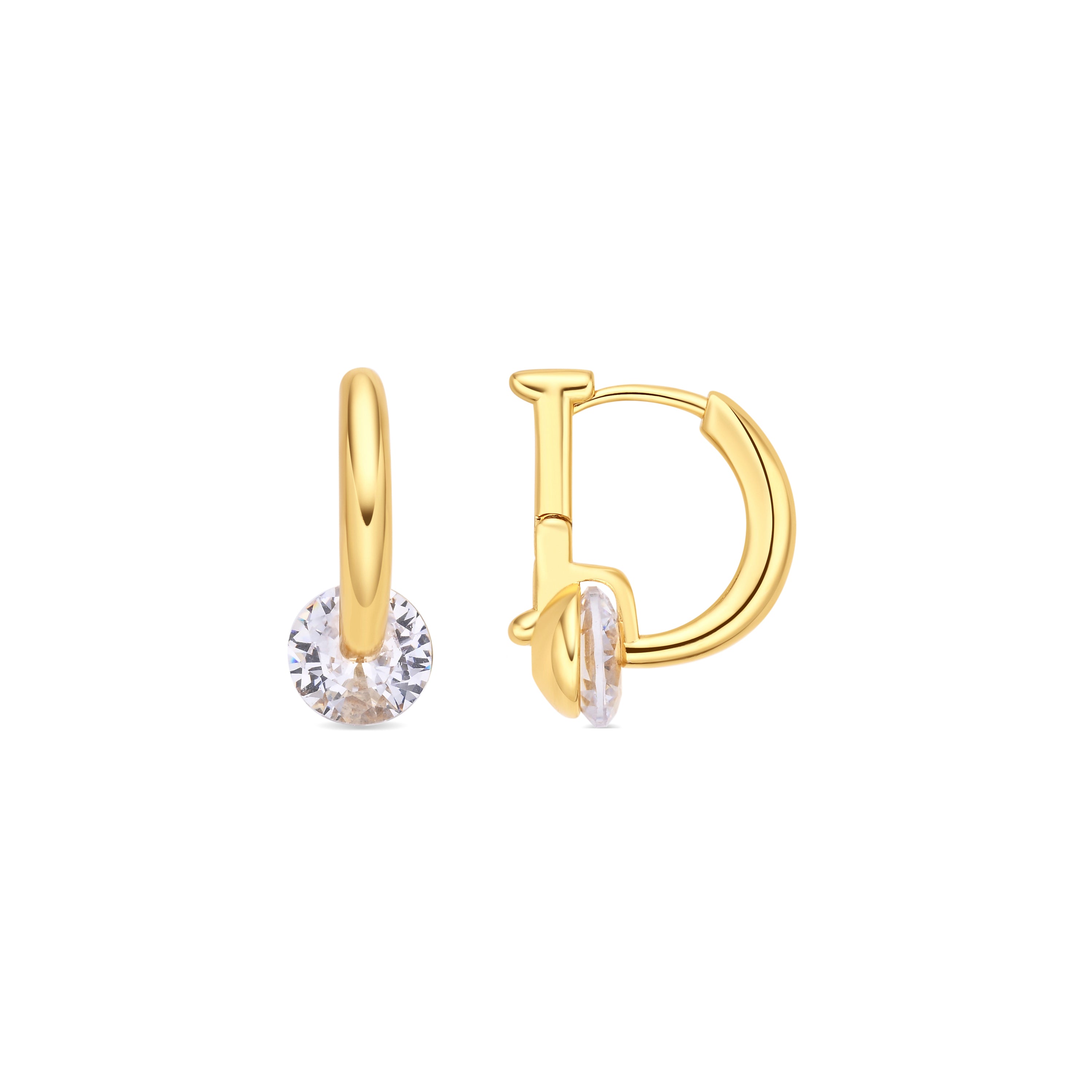 18k Yellow Gold Finish Sparkling Cubic Zirconia Earrings - Iaf