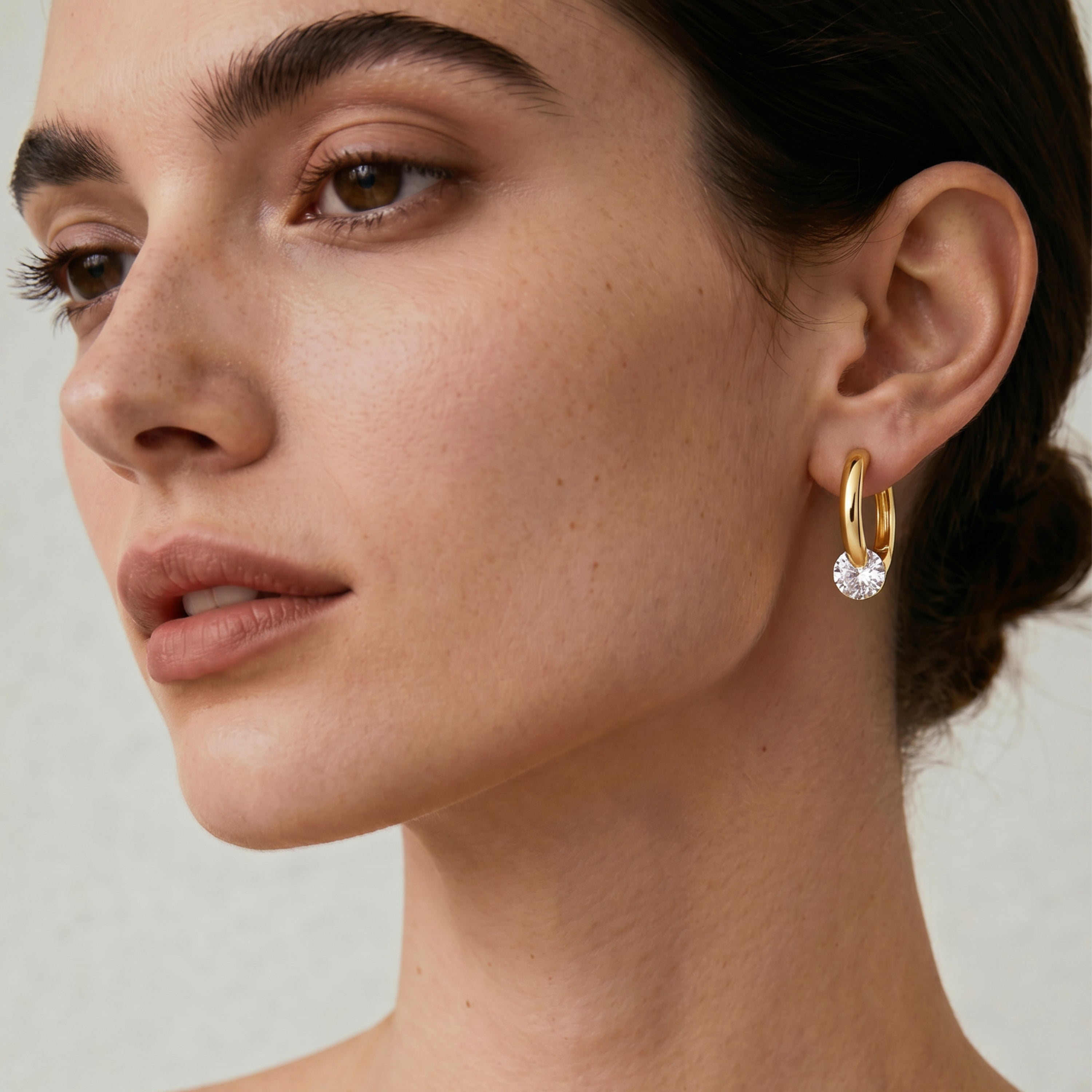 18k Yellow Gold Finish Sparkling Cubic Zirconia Earrings - Iaf