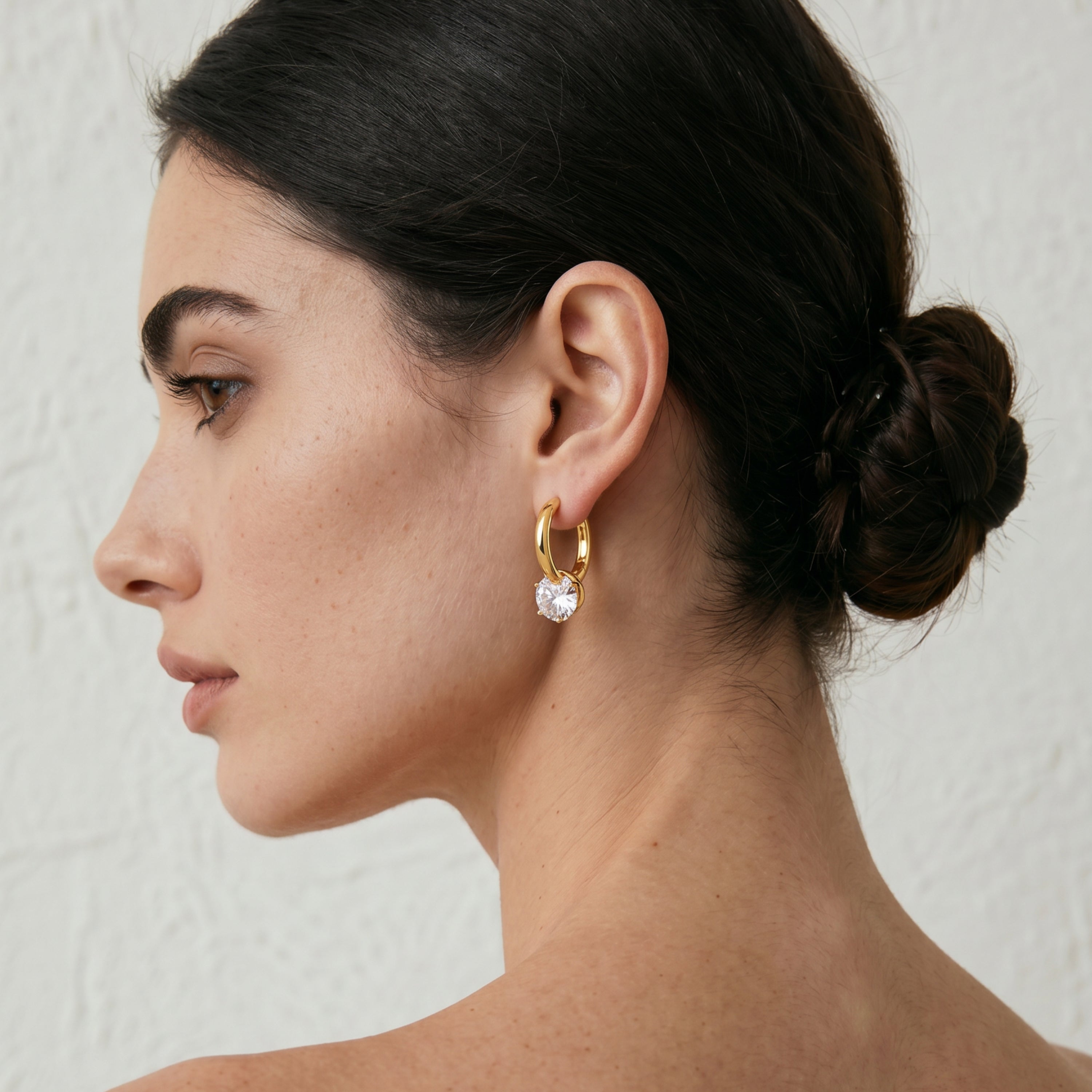 Boucles d'oreilles en zircon brillant finition or jaune 18 carats - Iaf