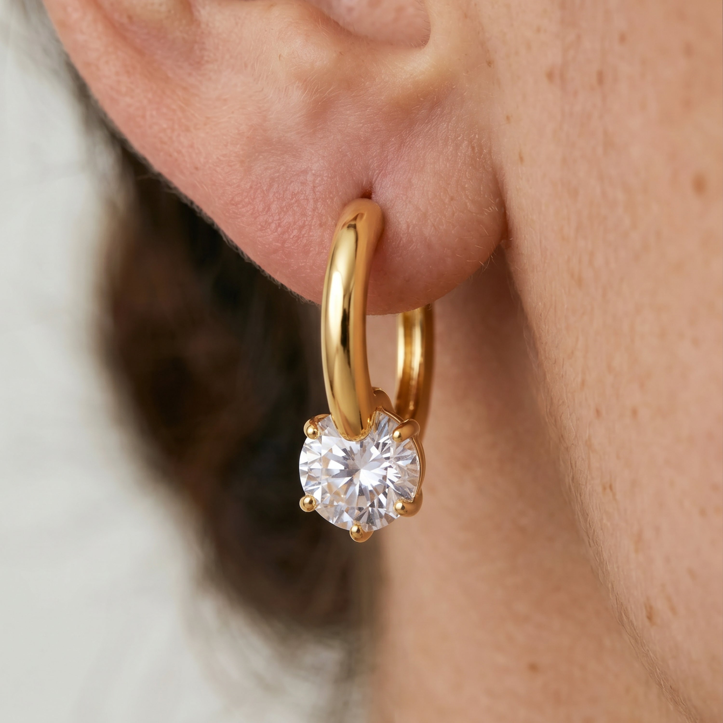 18k Yellow Gold Finish Sparkling Cubic Zirconia Earrings - Iaf