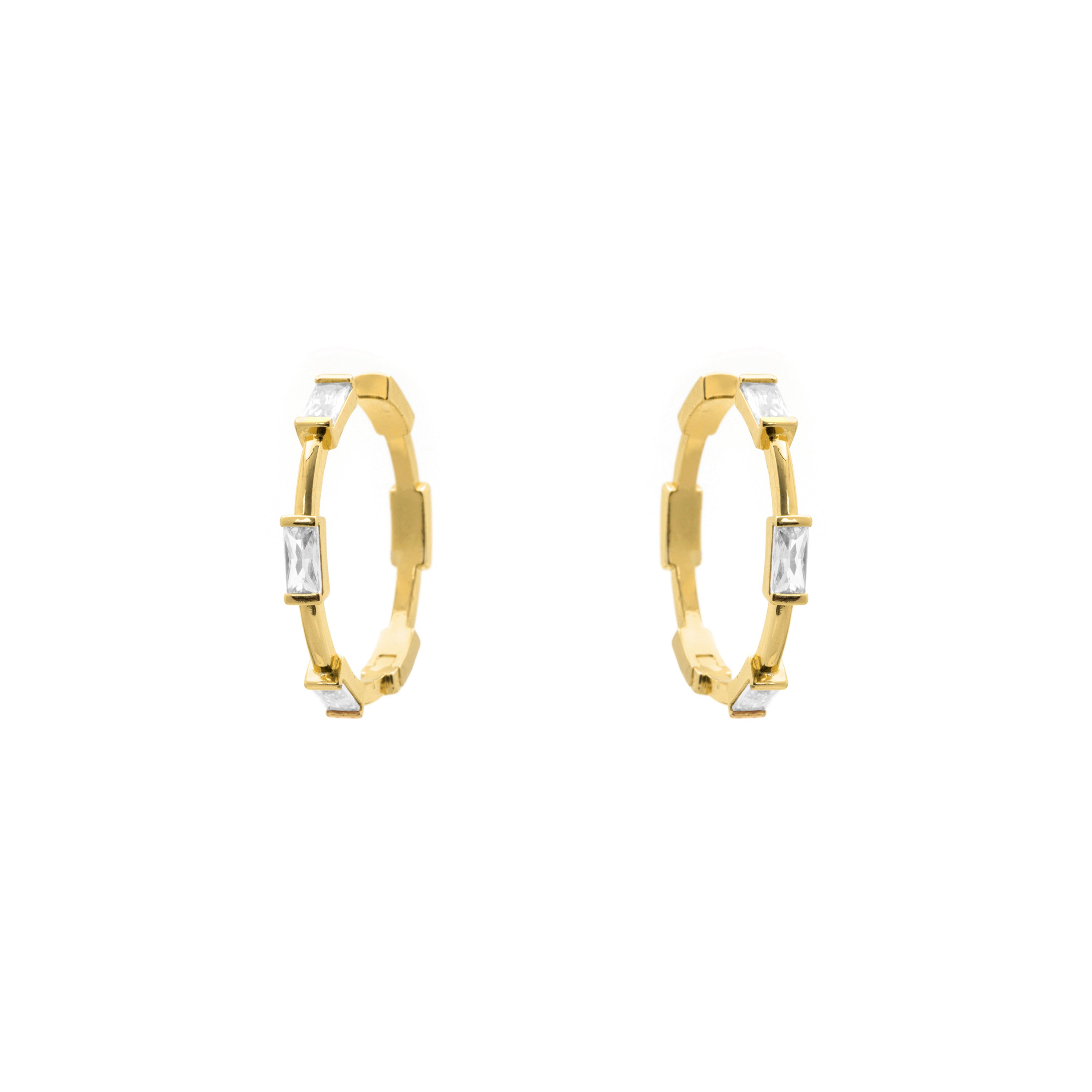 Brillanter Zirkonia-Ohrring mit 18k Gelbgold-Finish - Shise