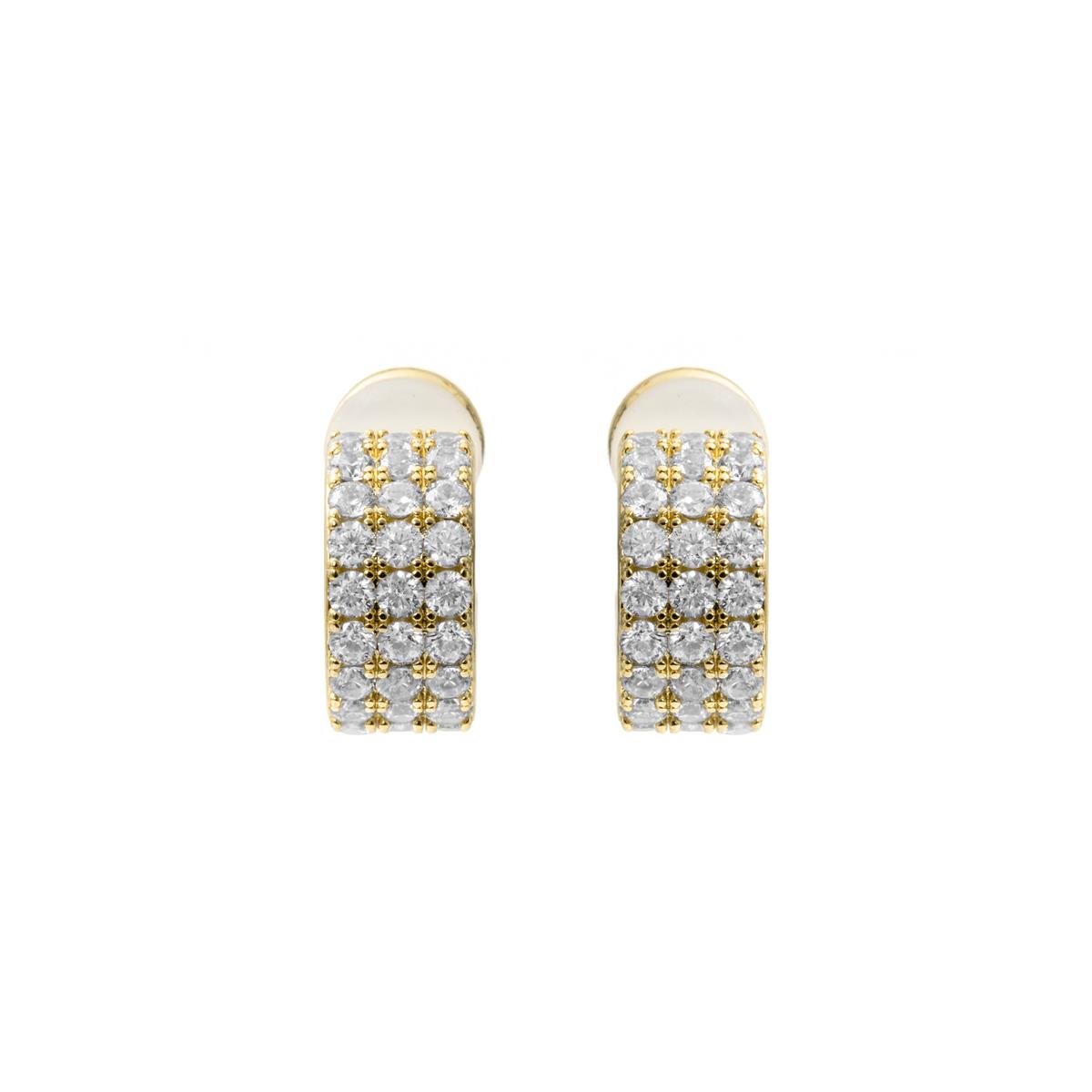 Brincos de Zircónia Brilhante com acabamento em ouro amarelo 18k - Laino