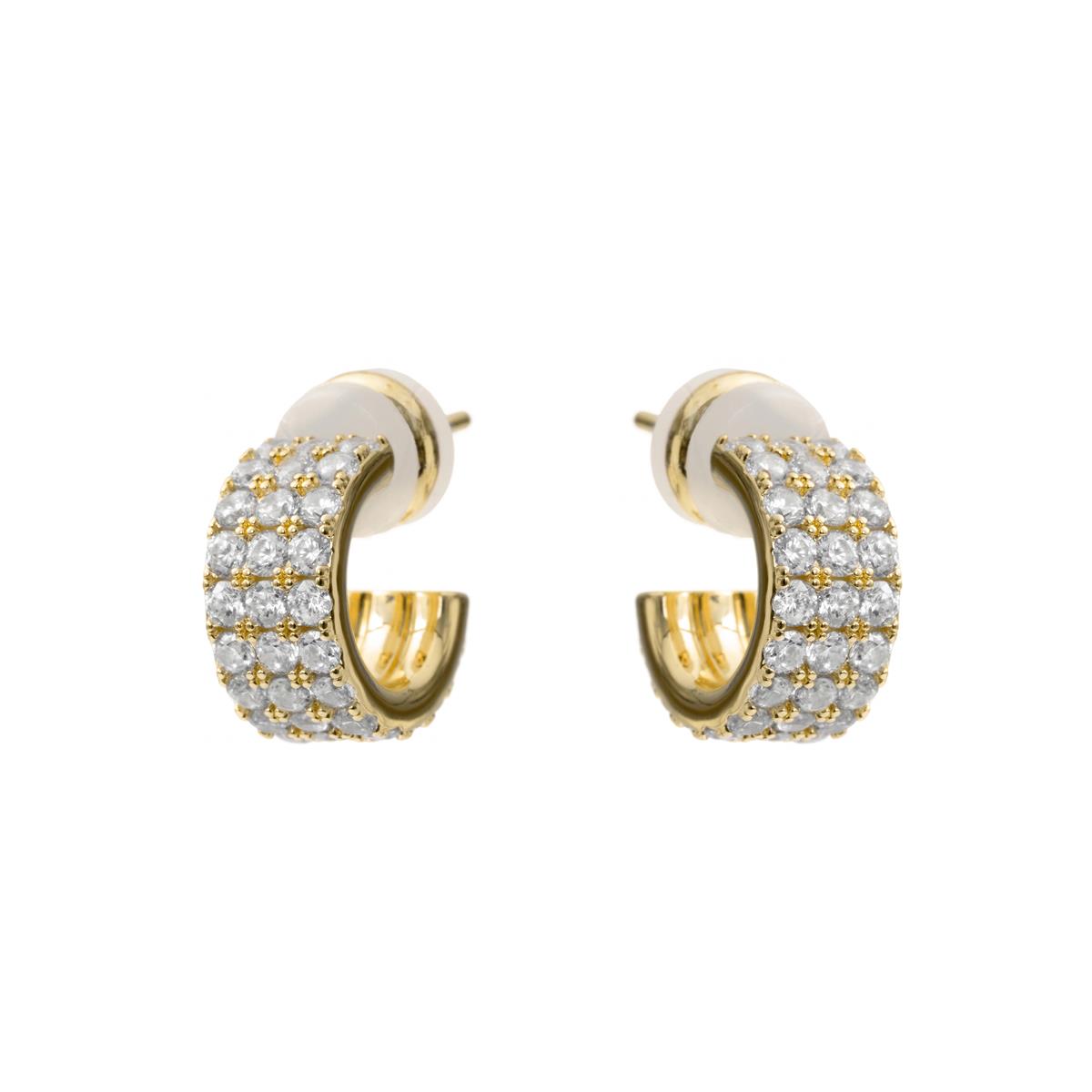 Brincos de Zircónia Brilhante com acabamento em ouro amarelo 18k - Laino