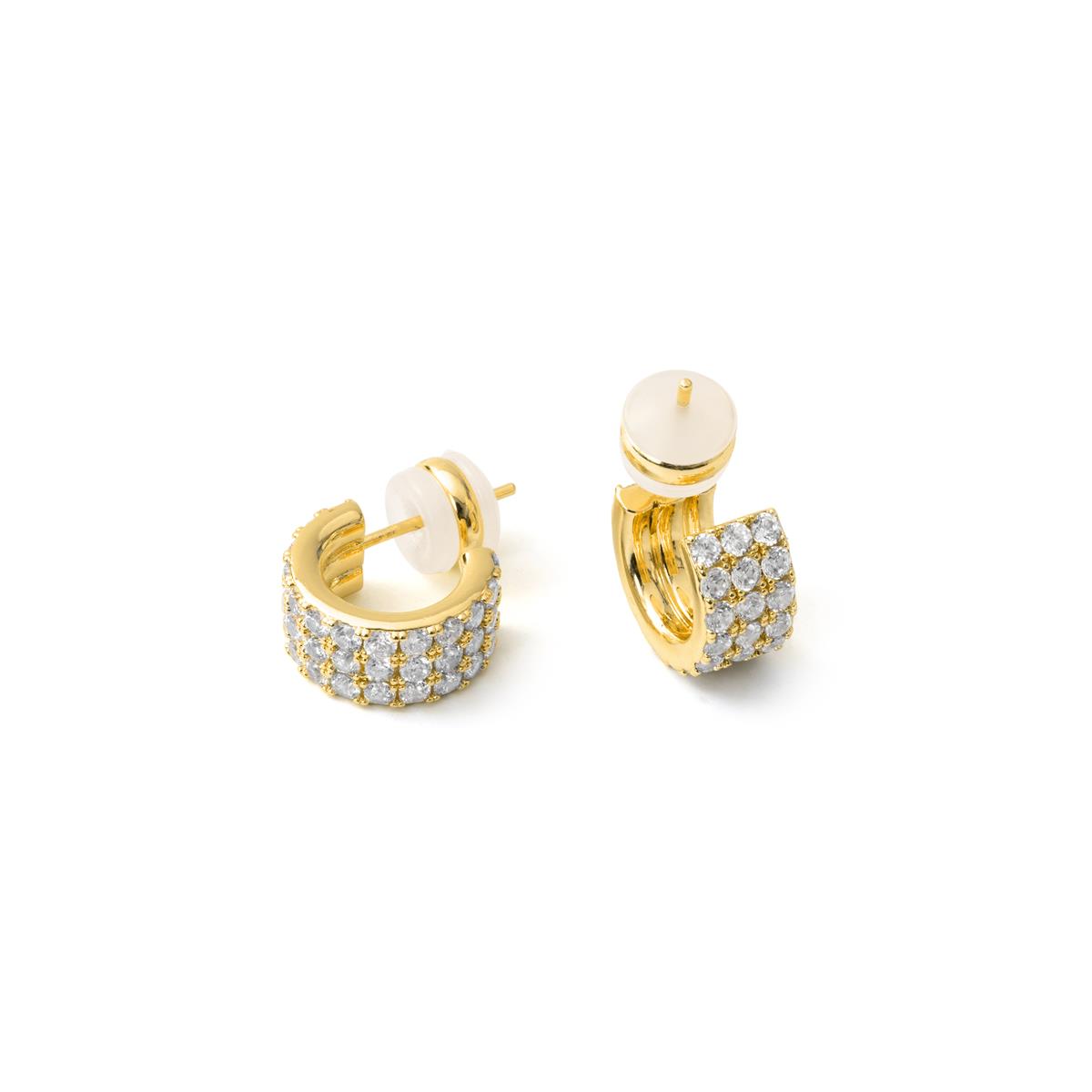 Brincos de Zircónia Brilhante com acabamento em ouro amarelo 18k - Laino