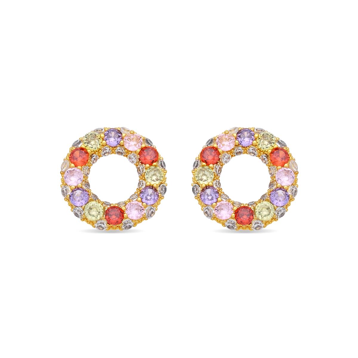 18k Yellow Gold Finish Multicolor Cubic Zirconia Earrings - Kahaylo