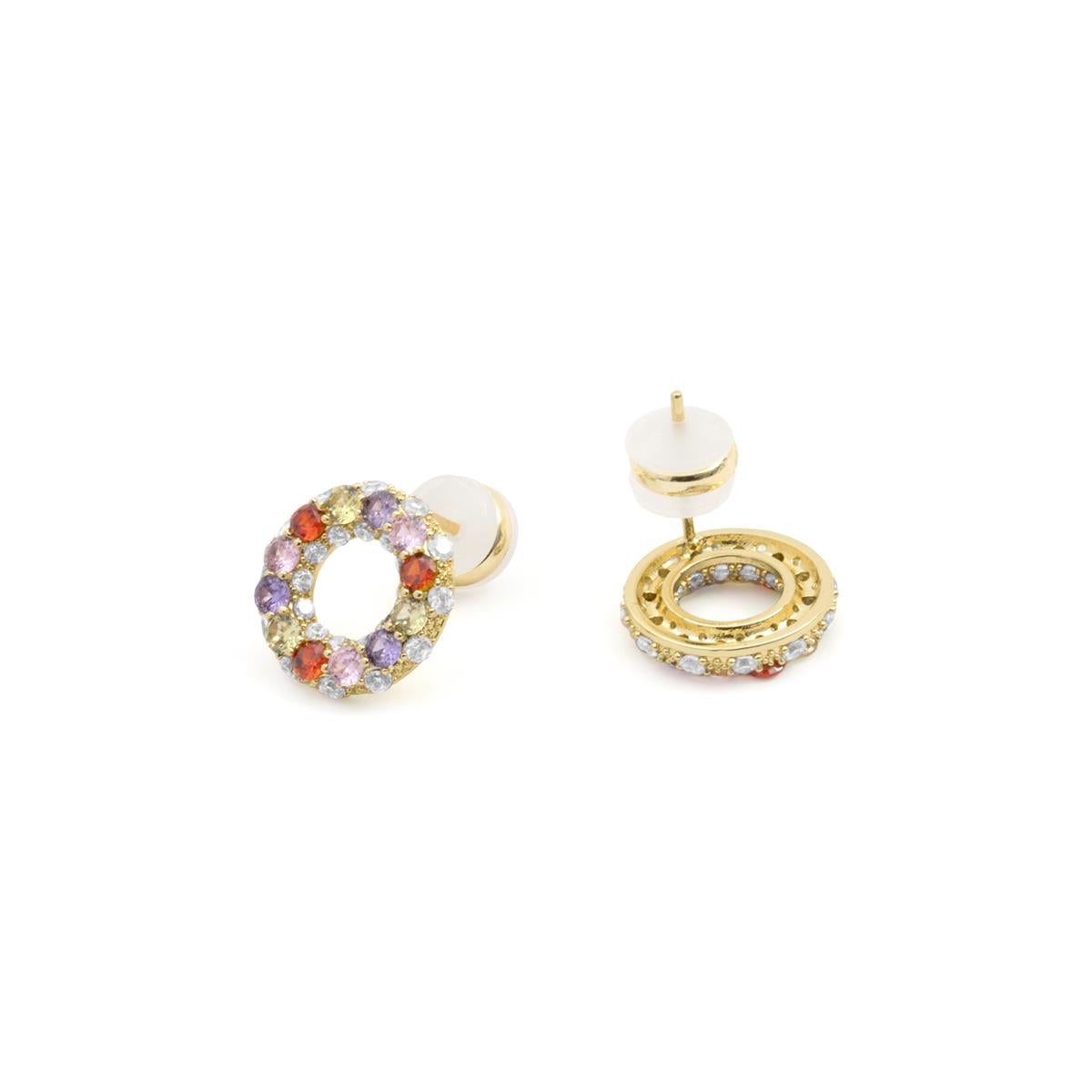 18k Yellow Gold Finish Multicolor Cubic Zirconia Earrings - Kahaylo