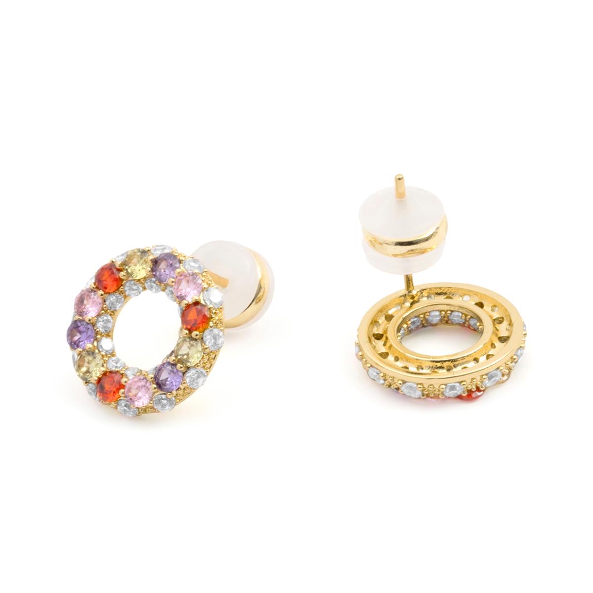 18k Yellow Gold Finish Multicolor Cubic Zirconia Earrings - Kahaylo