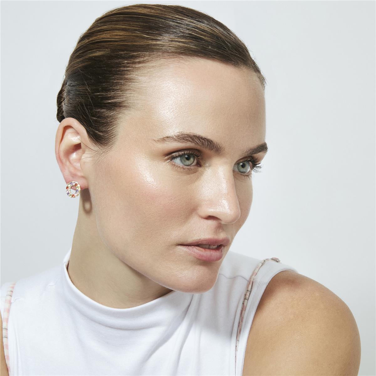 18k Yellow Gold Finish Multicolor Cubic Zirconia Earrings - Kahaylo