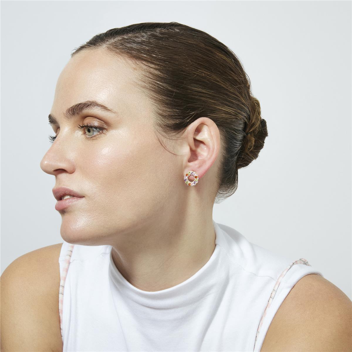 18k Yellow Gold Finish Multicolor Cubic Zirconia Earrings - Kahaylo