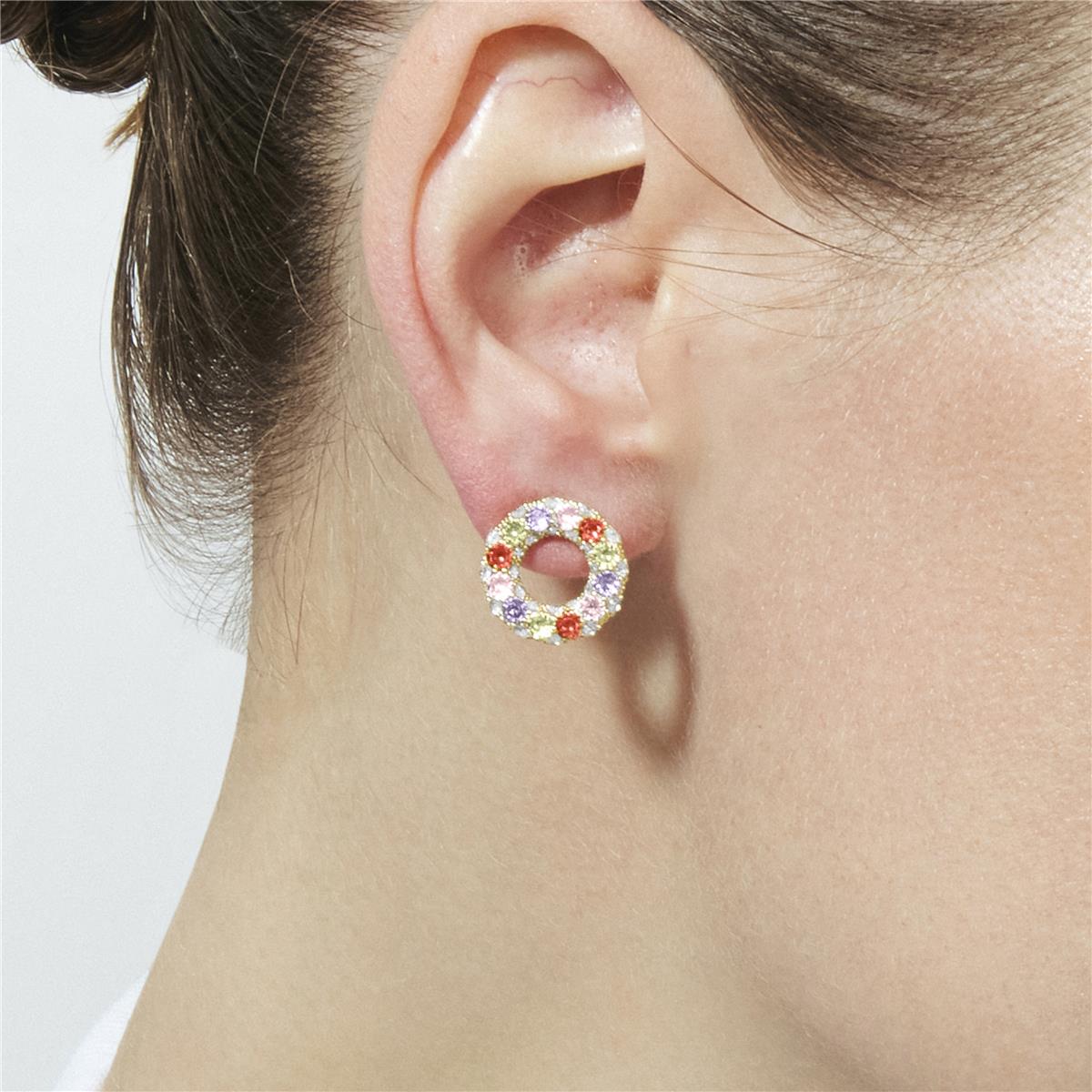 18k Yellow Gold Finish Multicolor Cubic Zirconia Earrings - Kahaylo