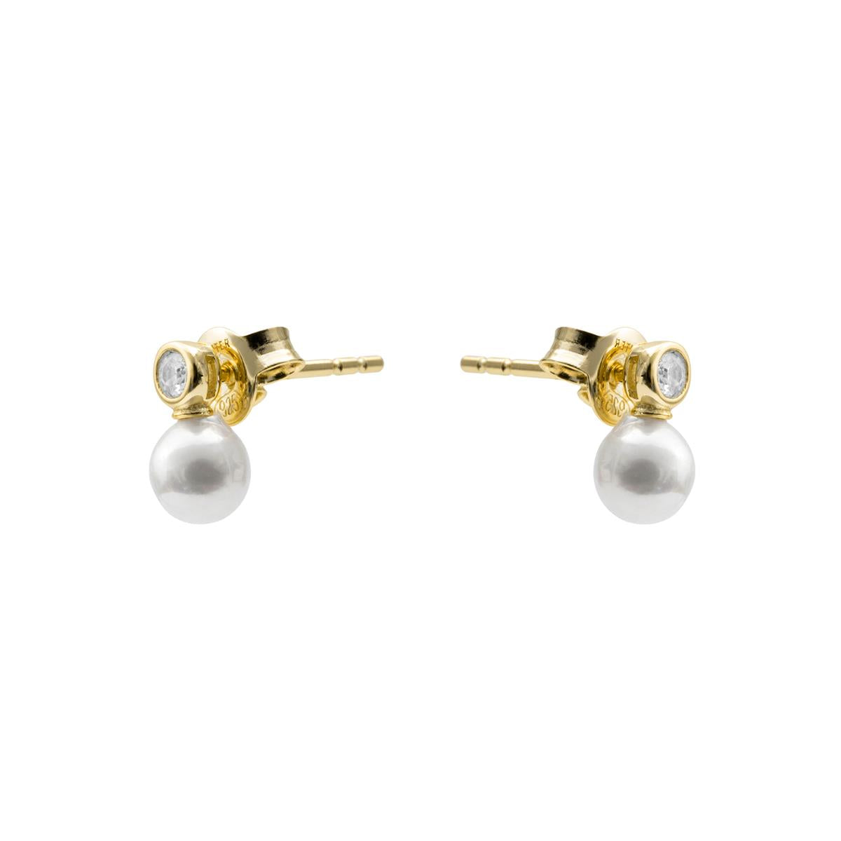 Boucles d'oreilles en perle blanche finition or jaune 18 carats - Siako