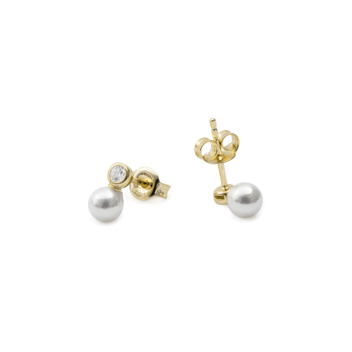 Boucles d'oreilles en perle blanche finition or jaune 18 carats - Siako