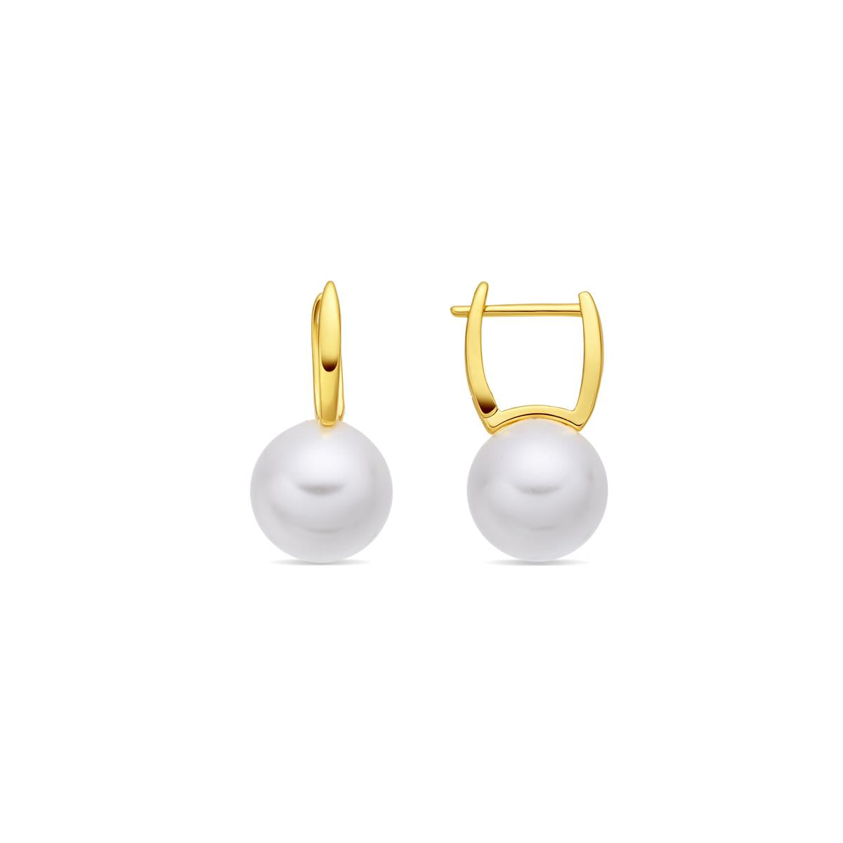 Boucles d'oreilles en perle blanche finition or jaune 18 carats - Dical
