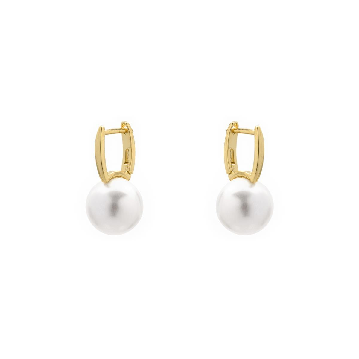 Boucles d'oreilles en perle blanche finition or jaune 18 carats - Dical