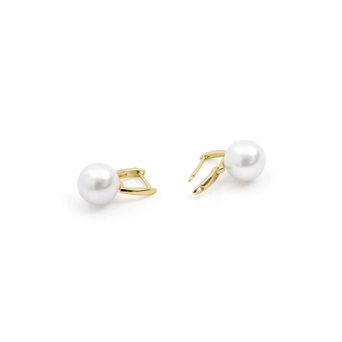 Boucles d'oreilles en perle blanche finition or jaune 18 carats - Dical