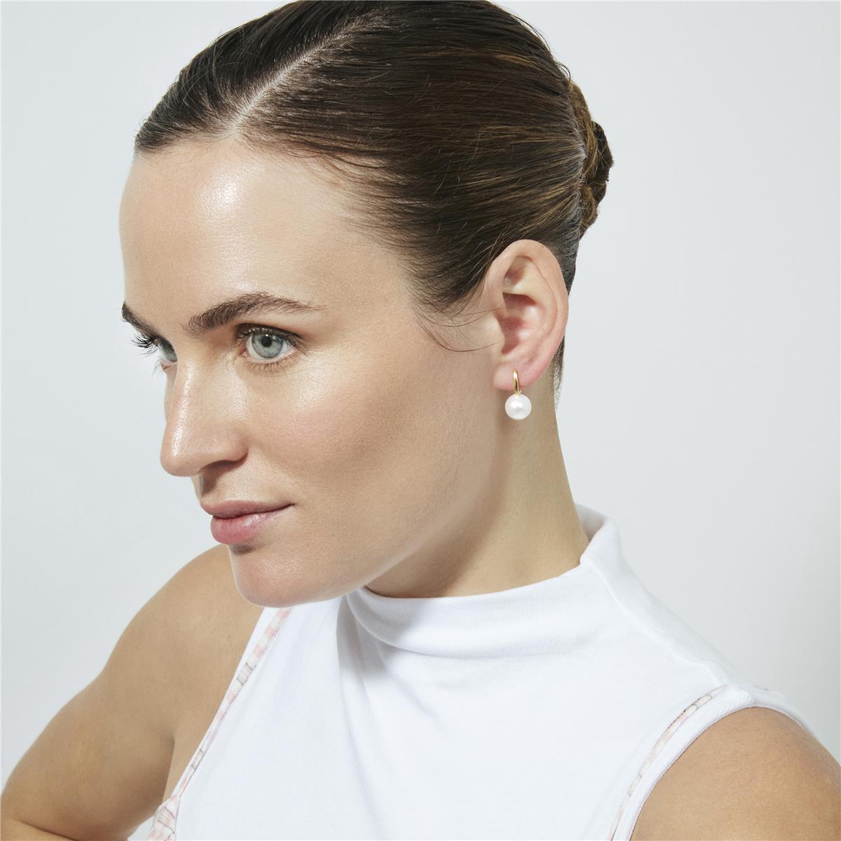 Boucles d'oreilles en perle blanche finition or jaune 18 carats - Dical
