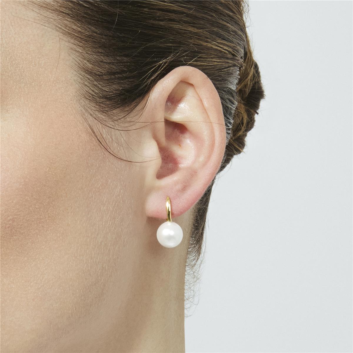 Boucles d'oreilles en perle blanche finition or jaune 18 carats - Dical