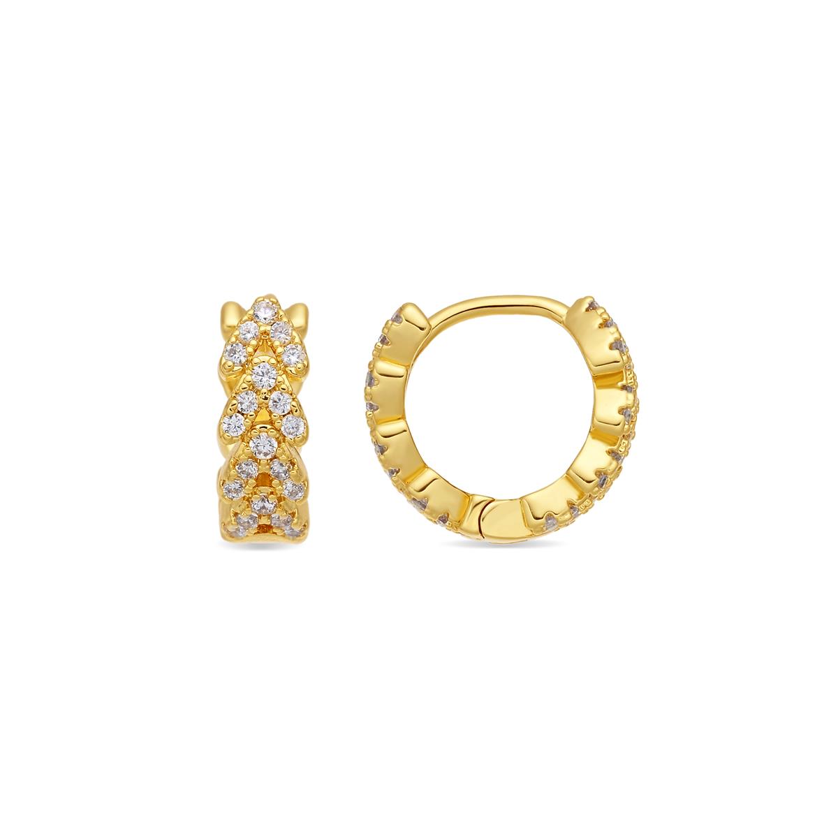 Orecchini con zirconi brillanti finitura in oro giallo 18k - Ireth