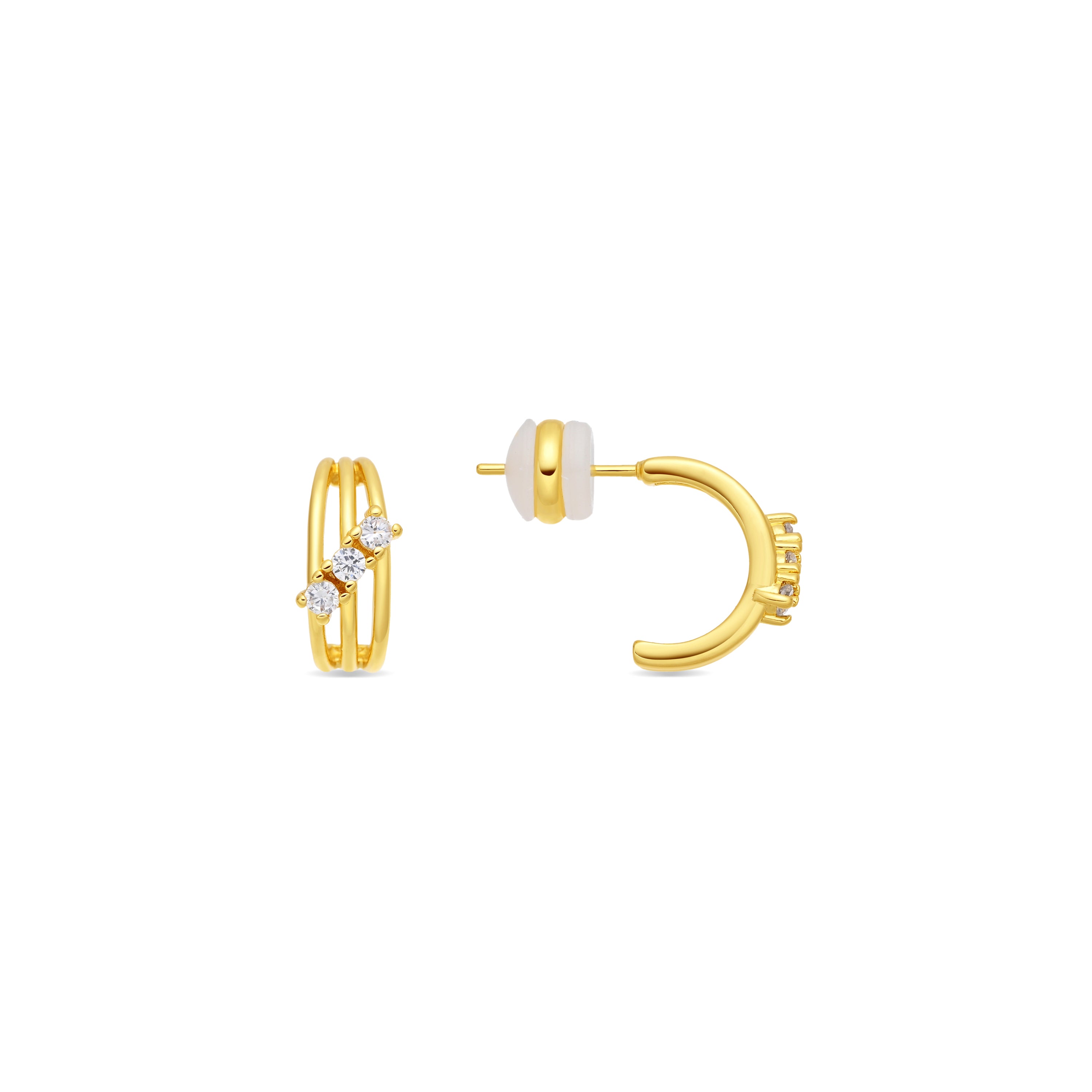 Boucles d'oreilles en zircon brillant finition or jaune 18 carats - Folex