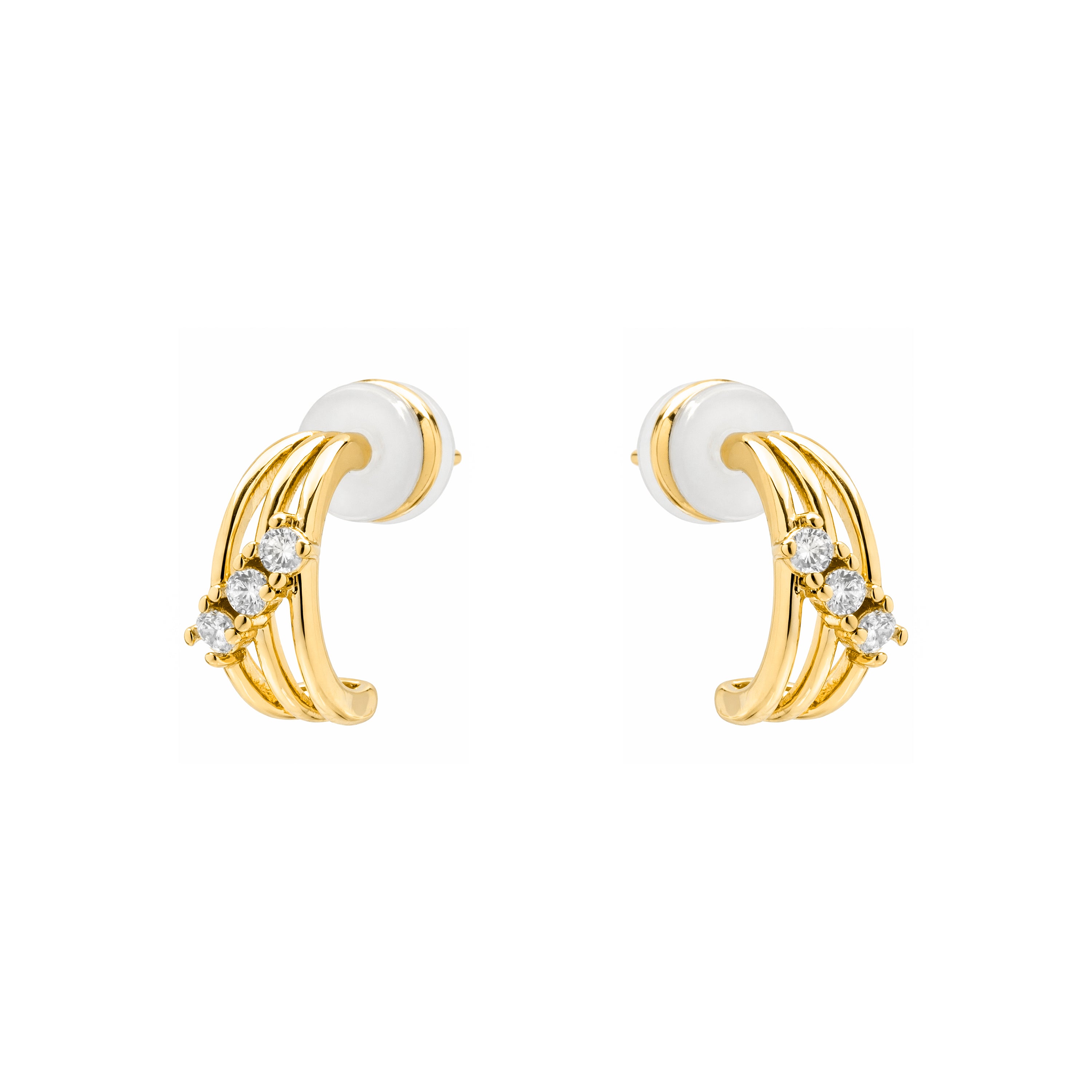 Boucles d'oreilles en zircon brillant finition or jaune 18 carats - Folex