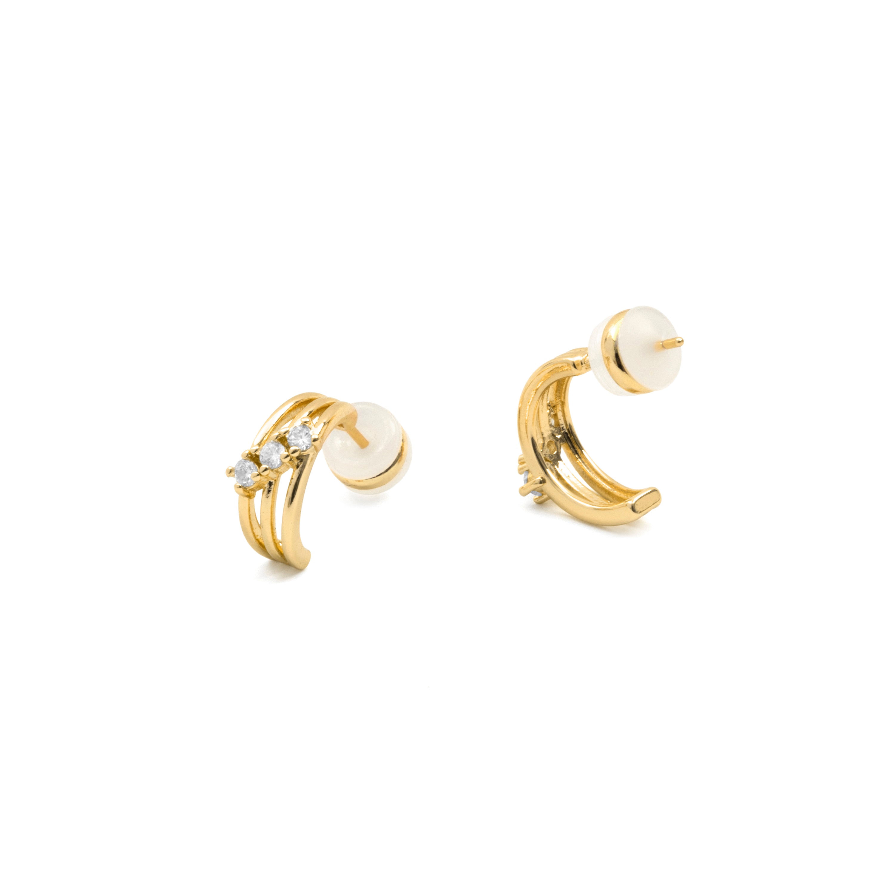 Boucles d'oreilles en zircon brillant finition or jaune 18 carats - Folex