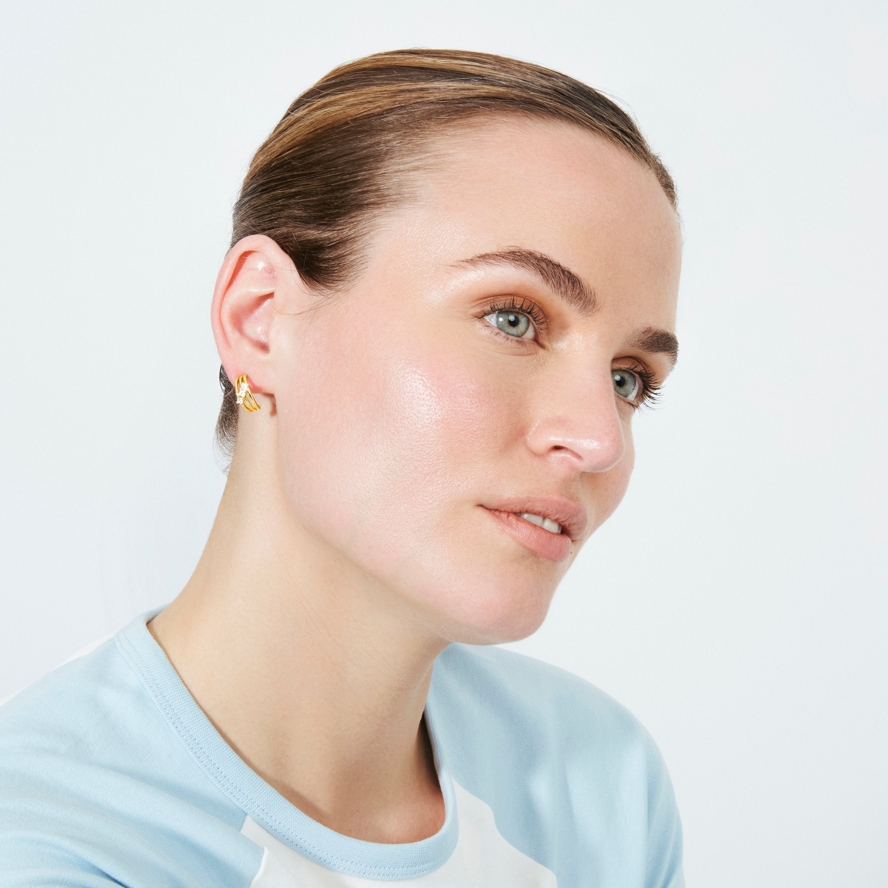 Boucles d'oreilles en zircon brillant finition or jaune 18 carats - Folex