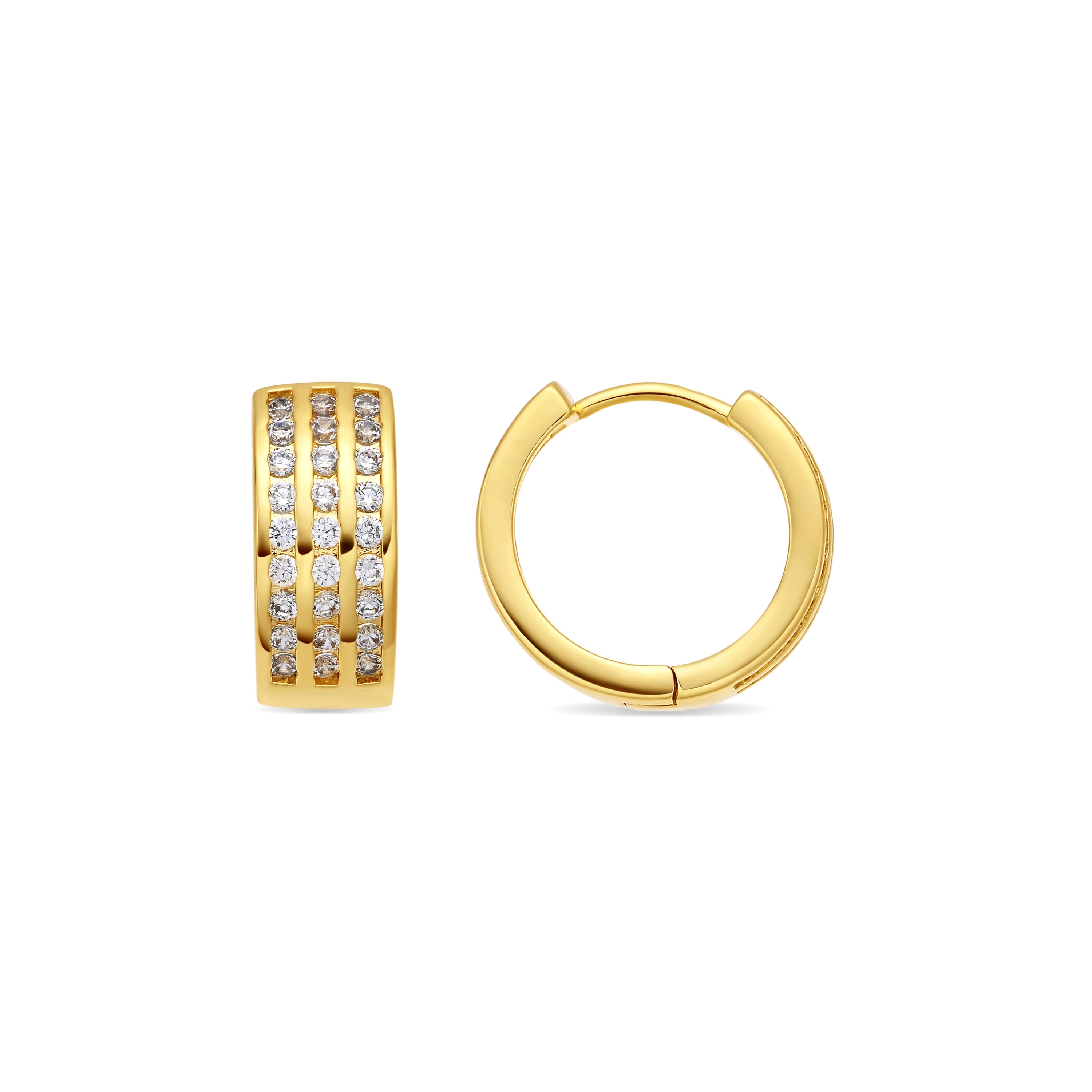 18k Yellow Gold Finish Sparkling Cubic Zirconia Earrings - Issly