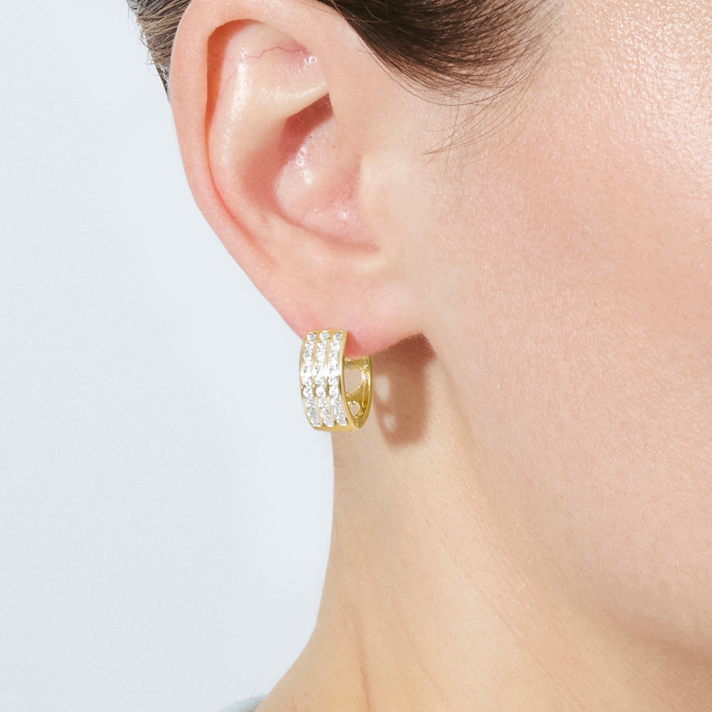 18k Yellow Gold Finish Sparkling Cubic Zirconia Earrings - Issly