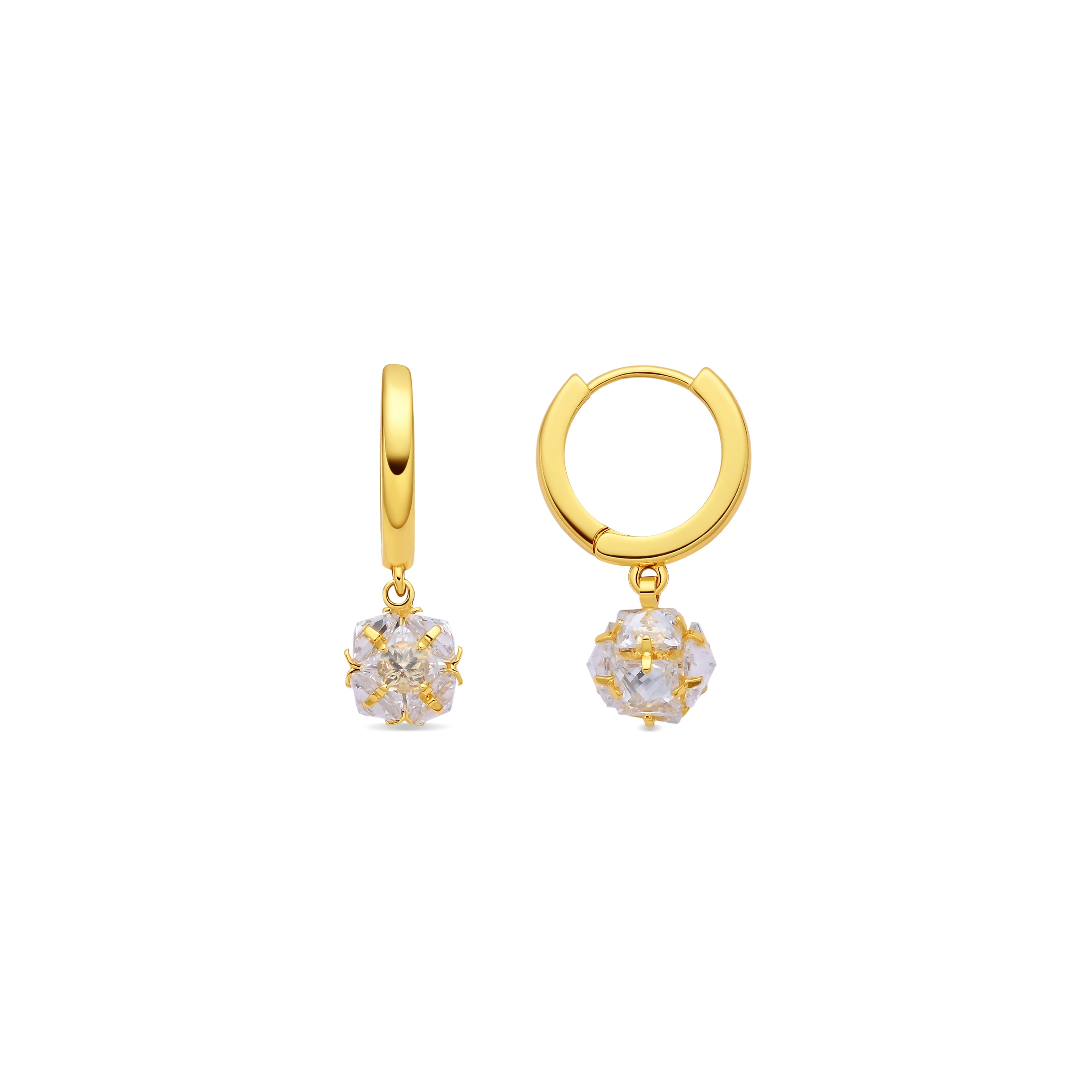 Orecchini con zirconi brillanti finitura in oro giallo 18k - Monrus