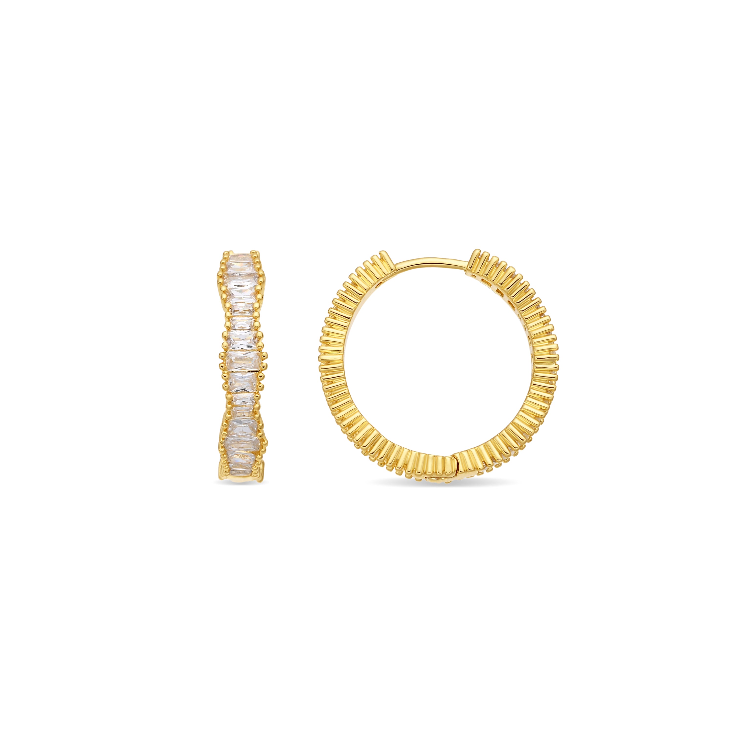 Boucles d'oreilles en zircon brillant finition or jaune 18 carats - Sadim