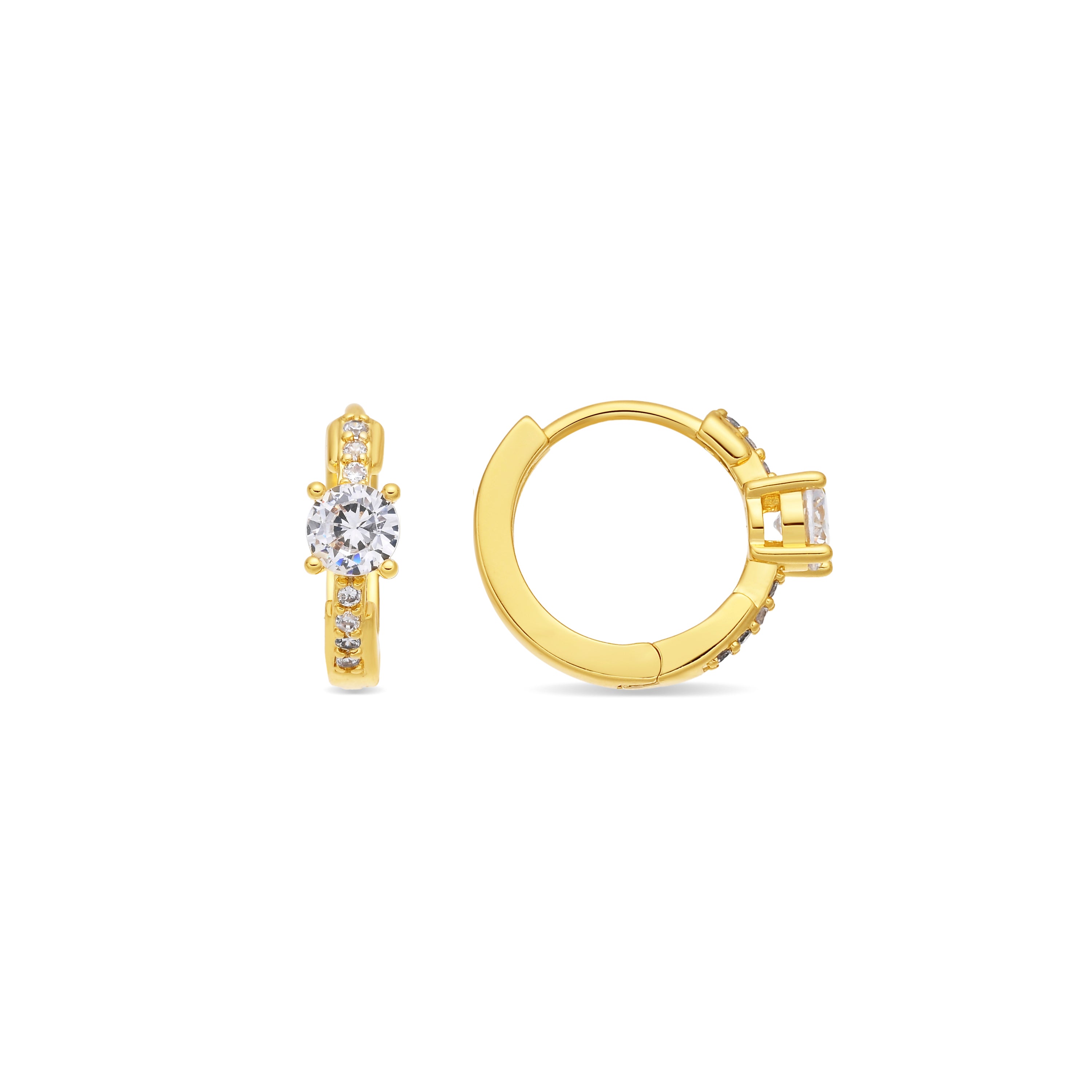 Boucles d'oreilles en zircon brillant finition or jaune 18 carats - Thorn