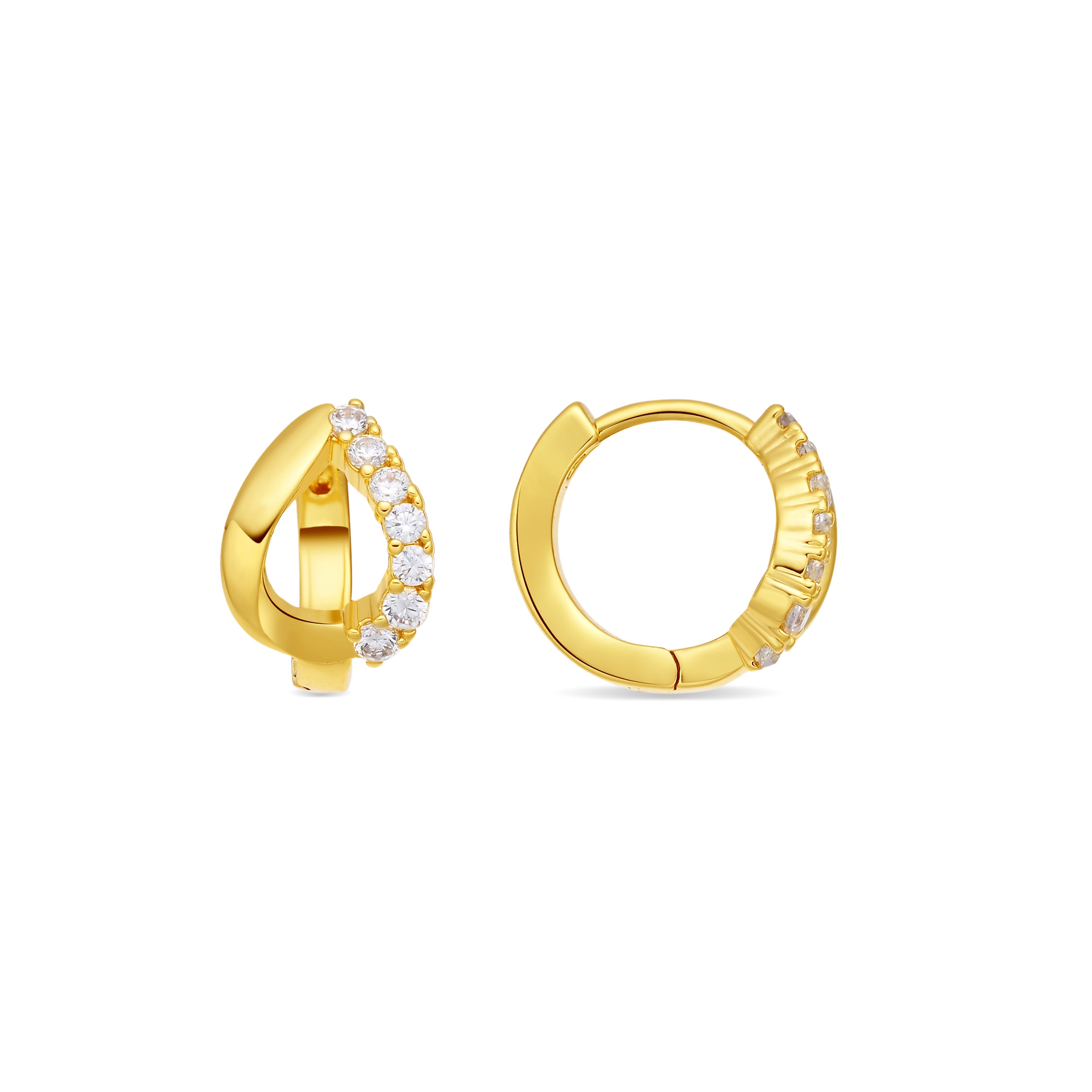 Boucles d'oreilles en zircon brillant finition or jaune 18 carats - Miruc