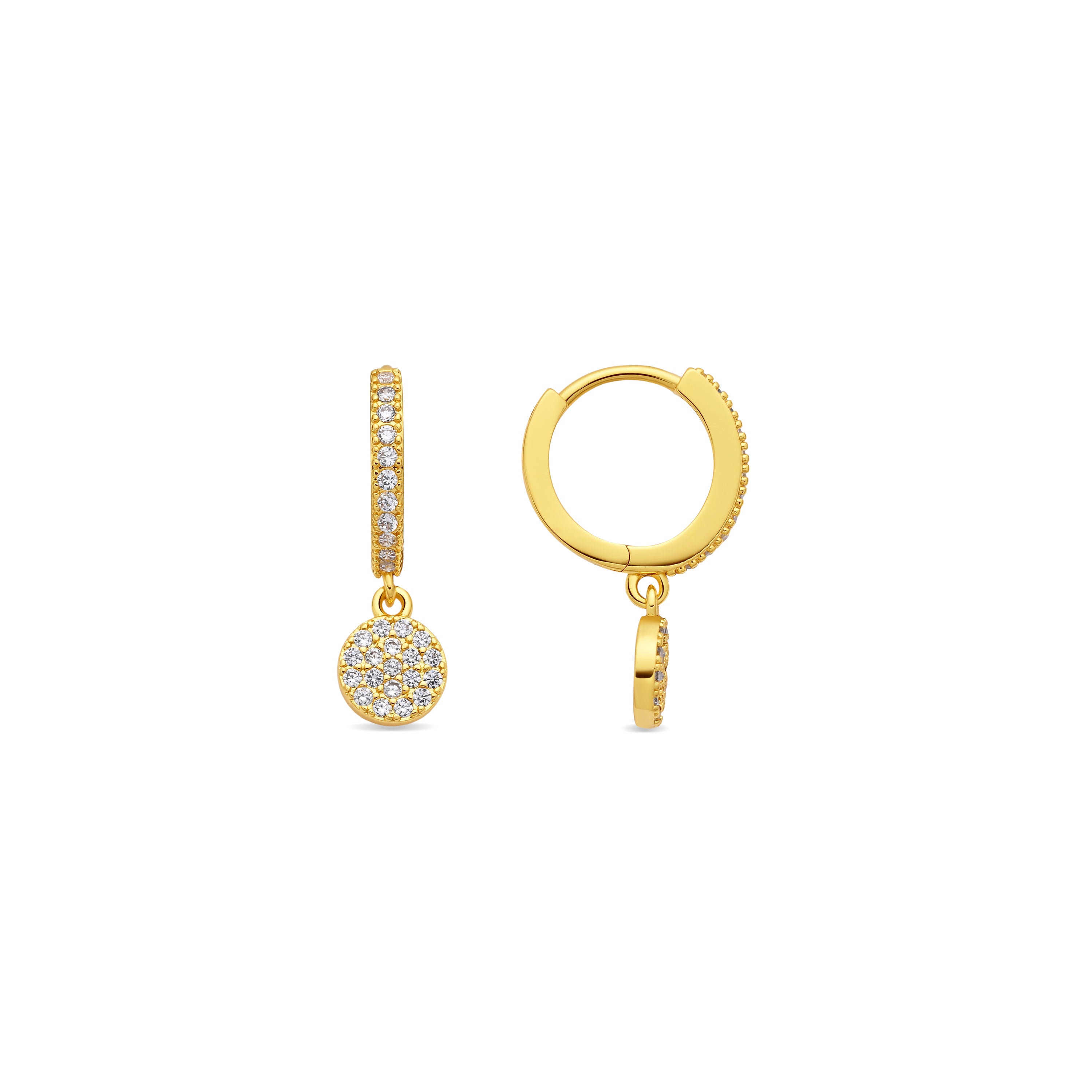 Brincos de Zircónia Brilhante com acabamento em ouro amarelo 18k - Canuw