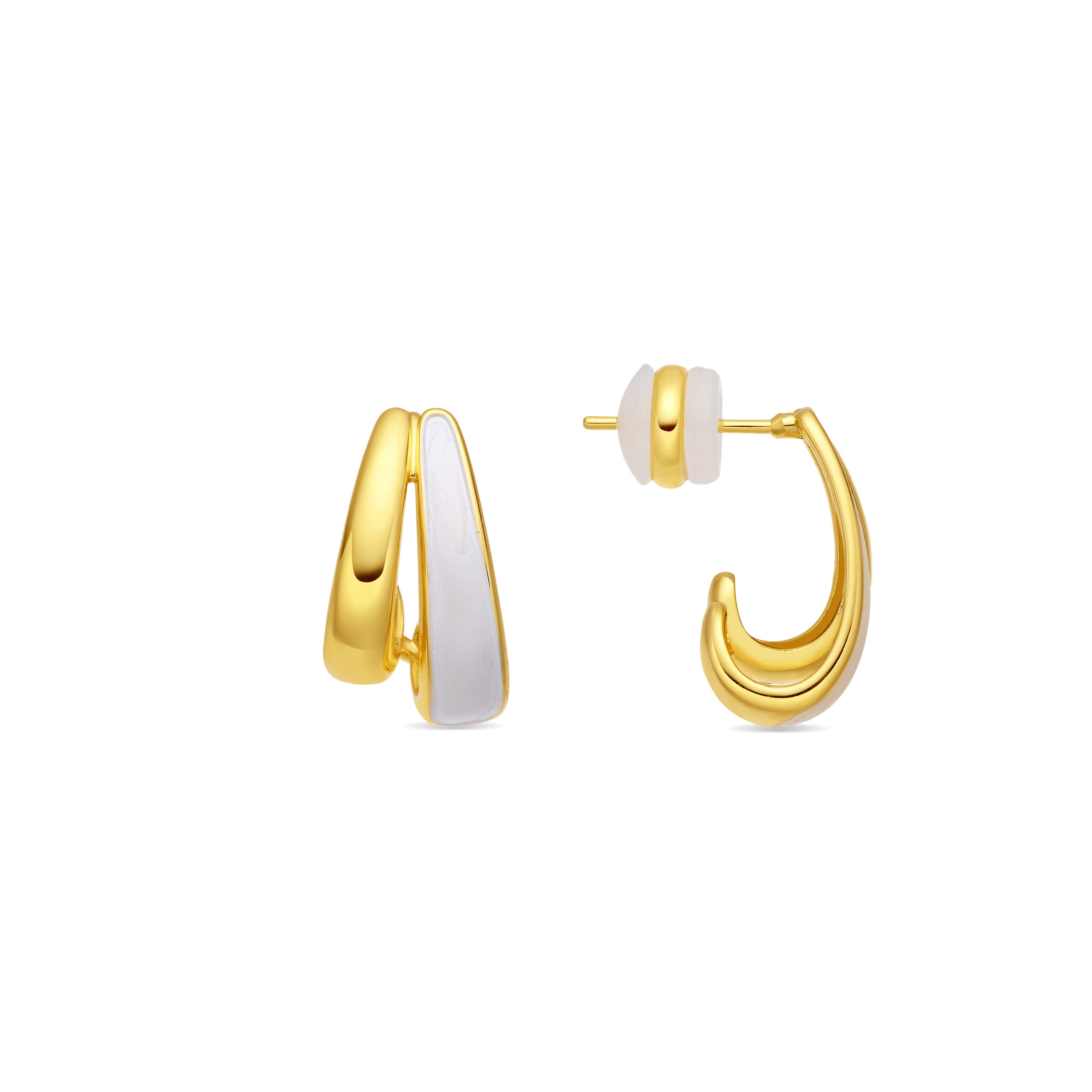 Orecchini in lacca bianca con finitura in oro giallo 18k - Tae
